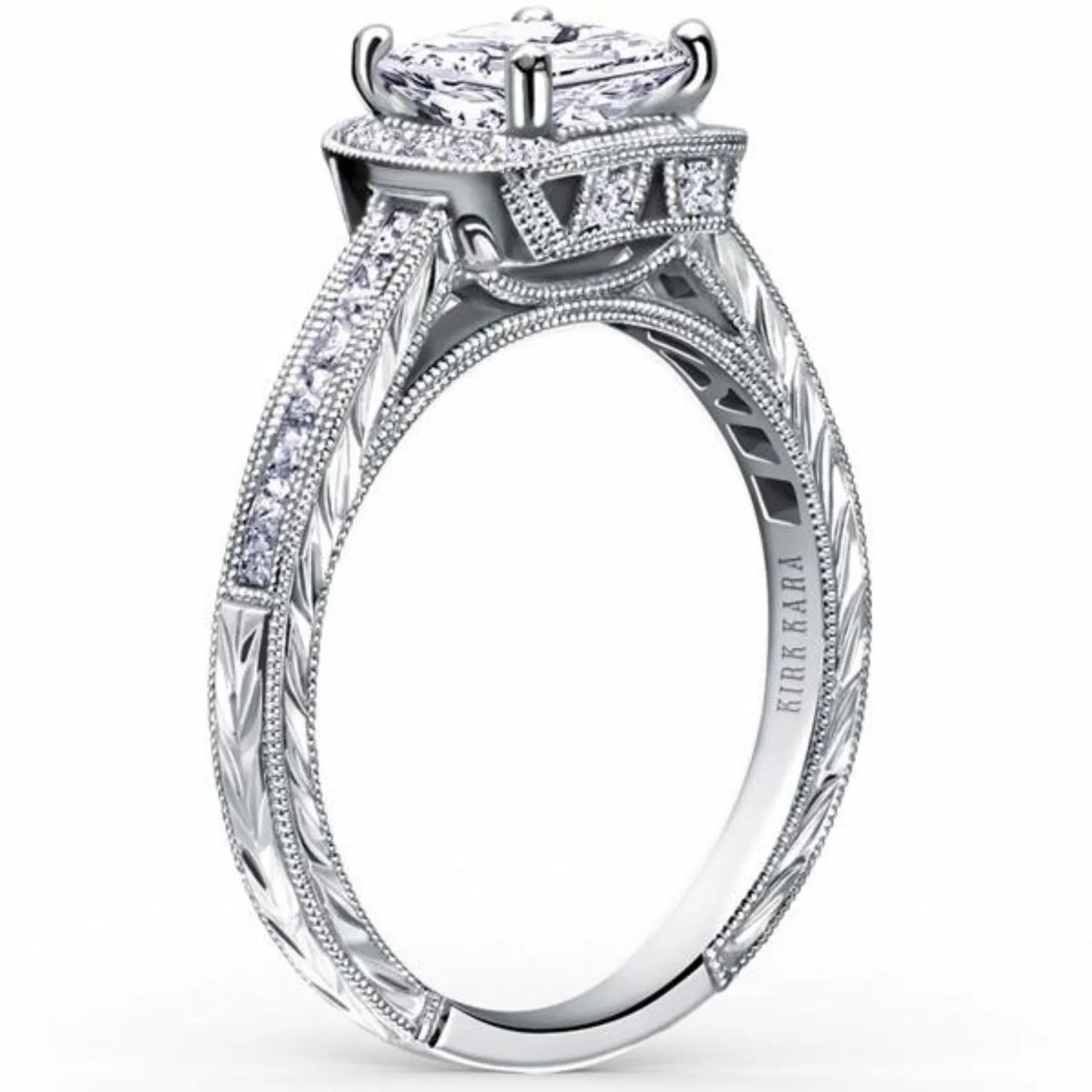 Kirk Kara "Carmella" Cushion Halo Diamond Engagement Ring