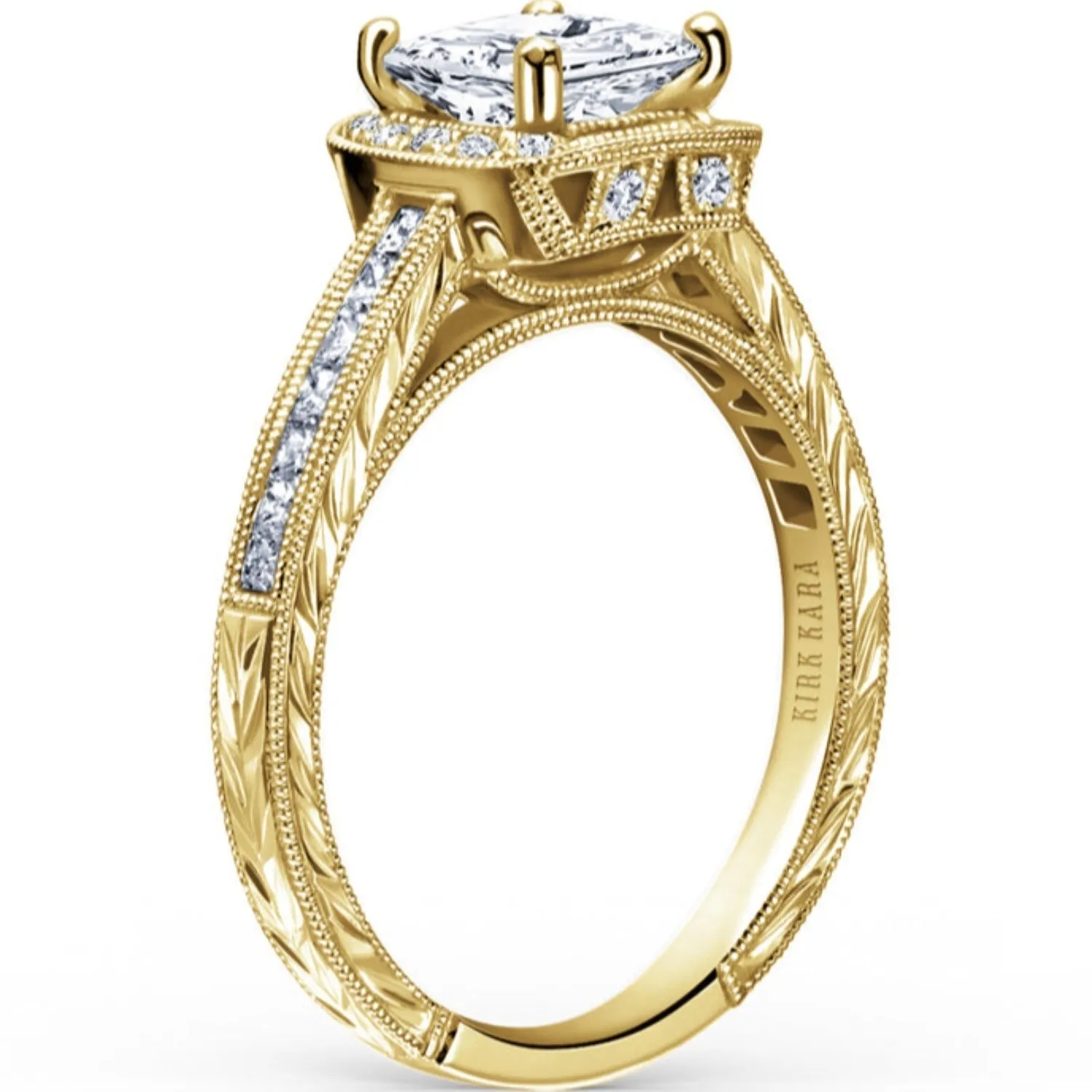 Kirk Kara "Carmella" Cushion Halo Diamond Engagement Ring