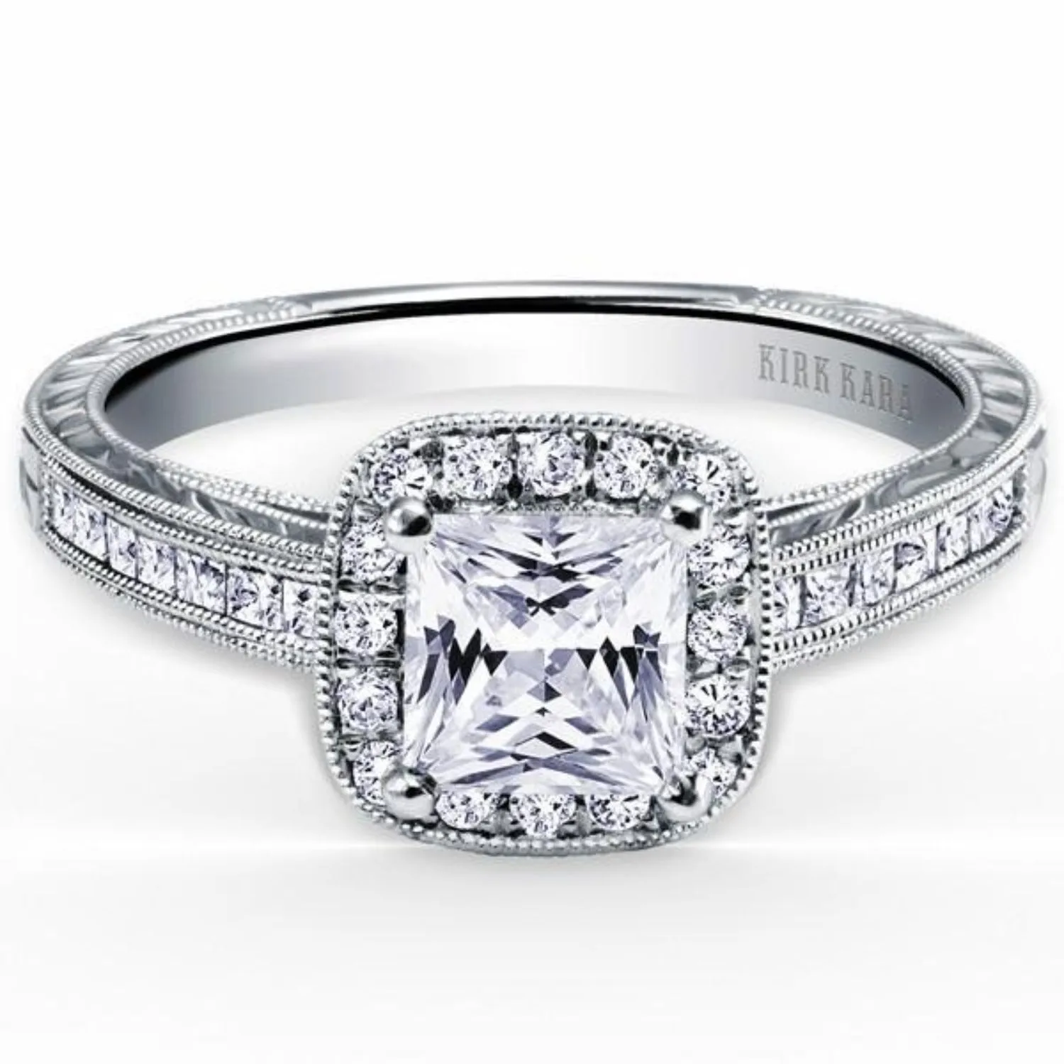 Kirk Kara "Carmella" Cushion Halo Diamond Engagement Ring