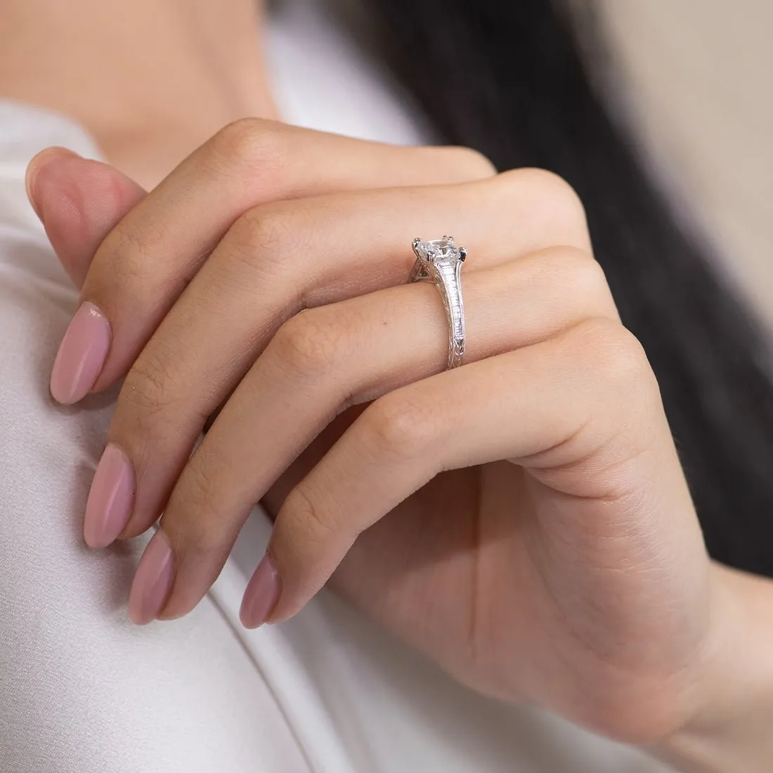 Kirk Kara "Stella" Tapered Channel Set Diamond Engagement Ring