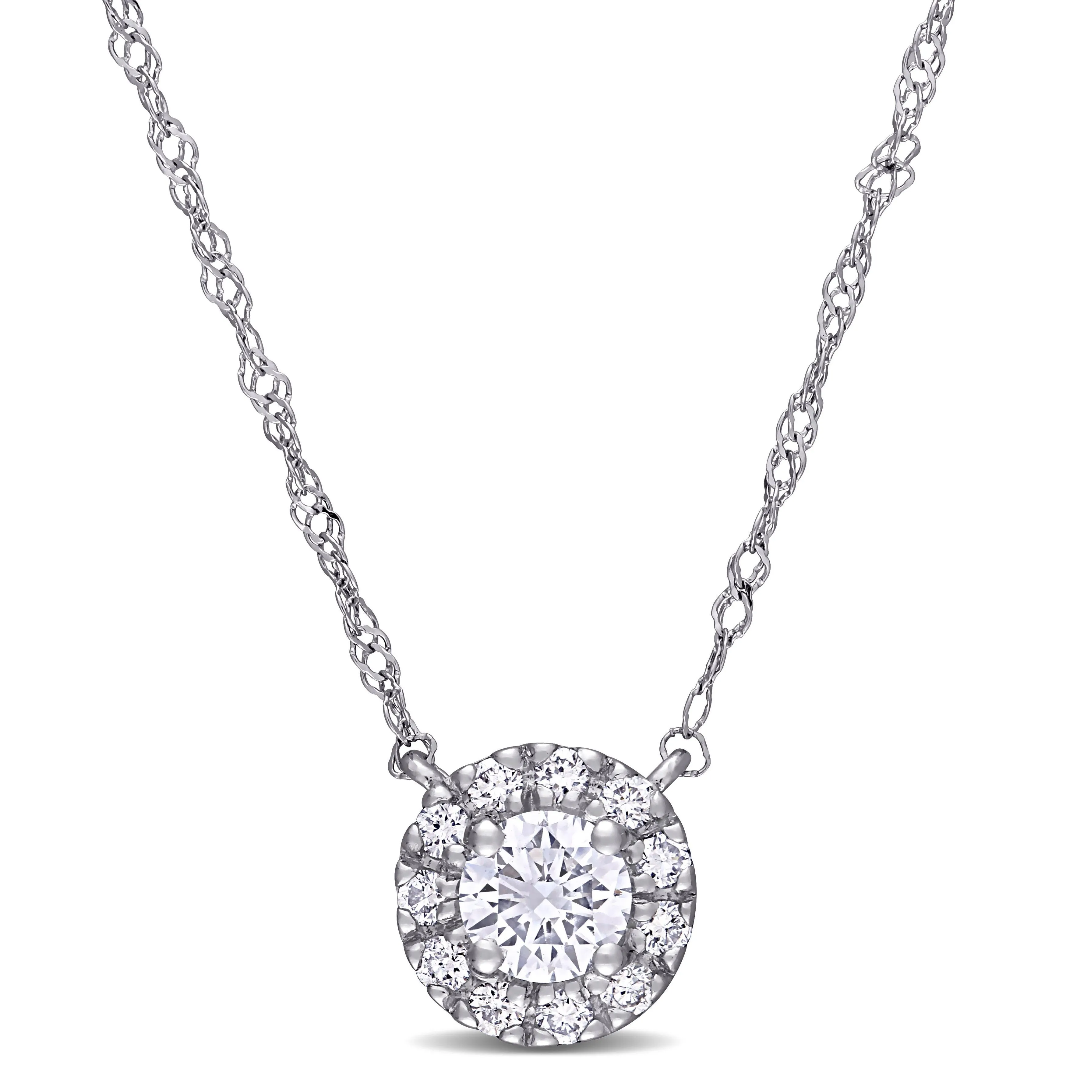 Lab Created Diamond Halo Pendant