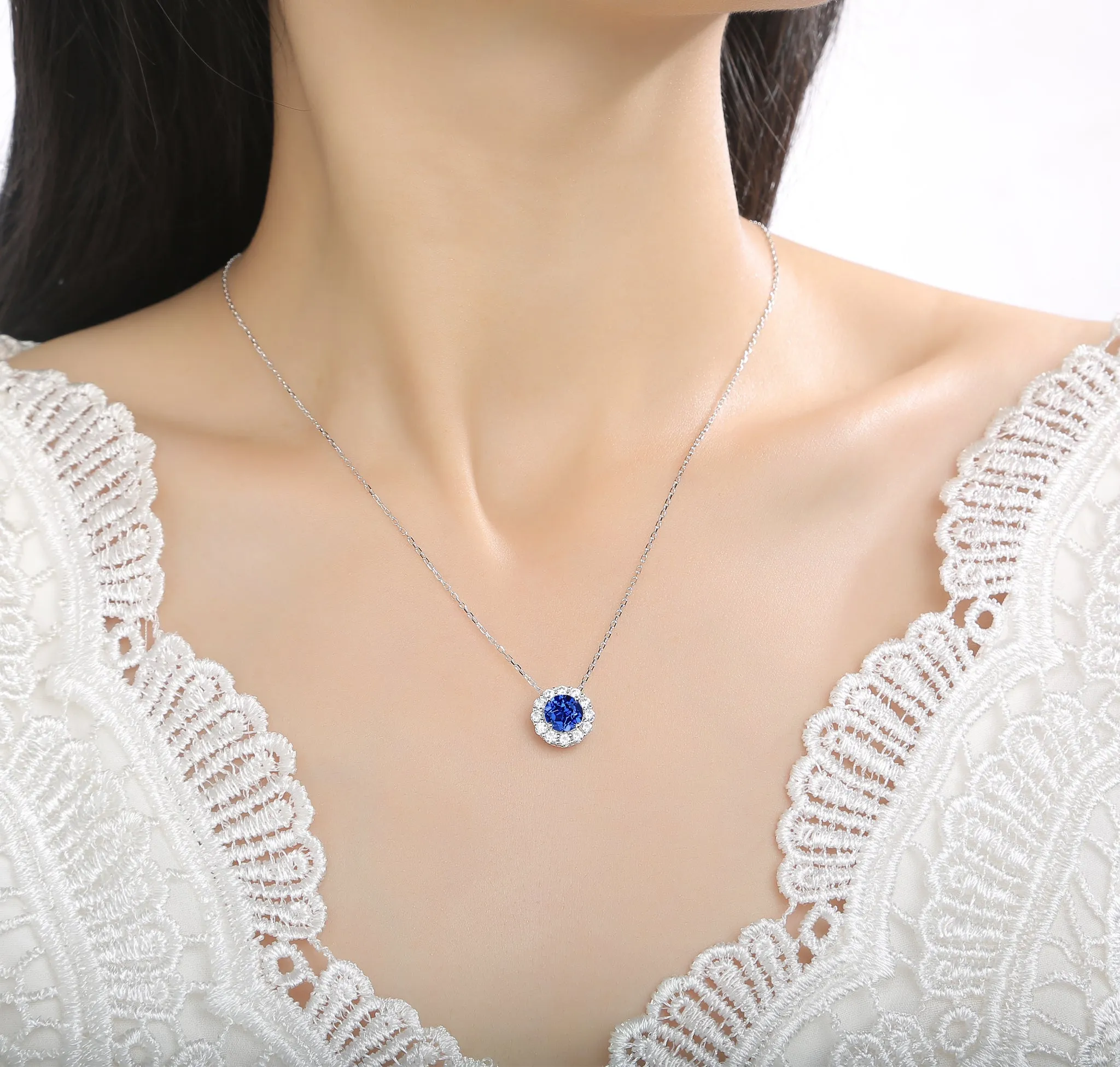 Lab Grown Diamond 2.74ctw Halo Pendant <br> P-01920BSA