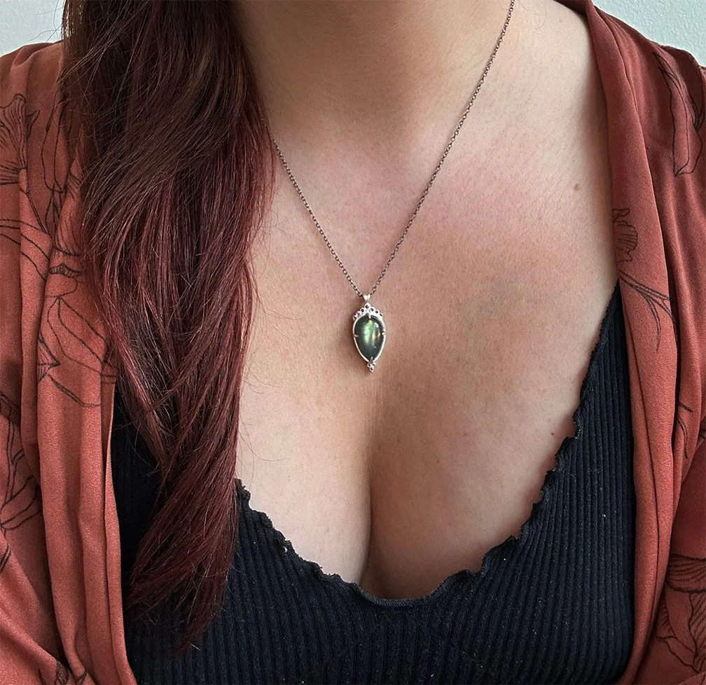 Labradorite & Pink Sapphire Pendant
