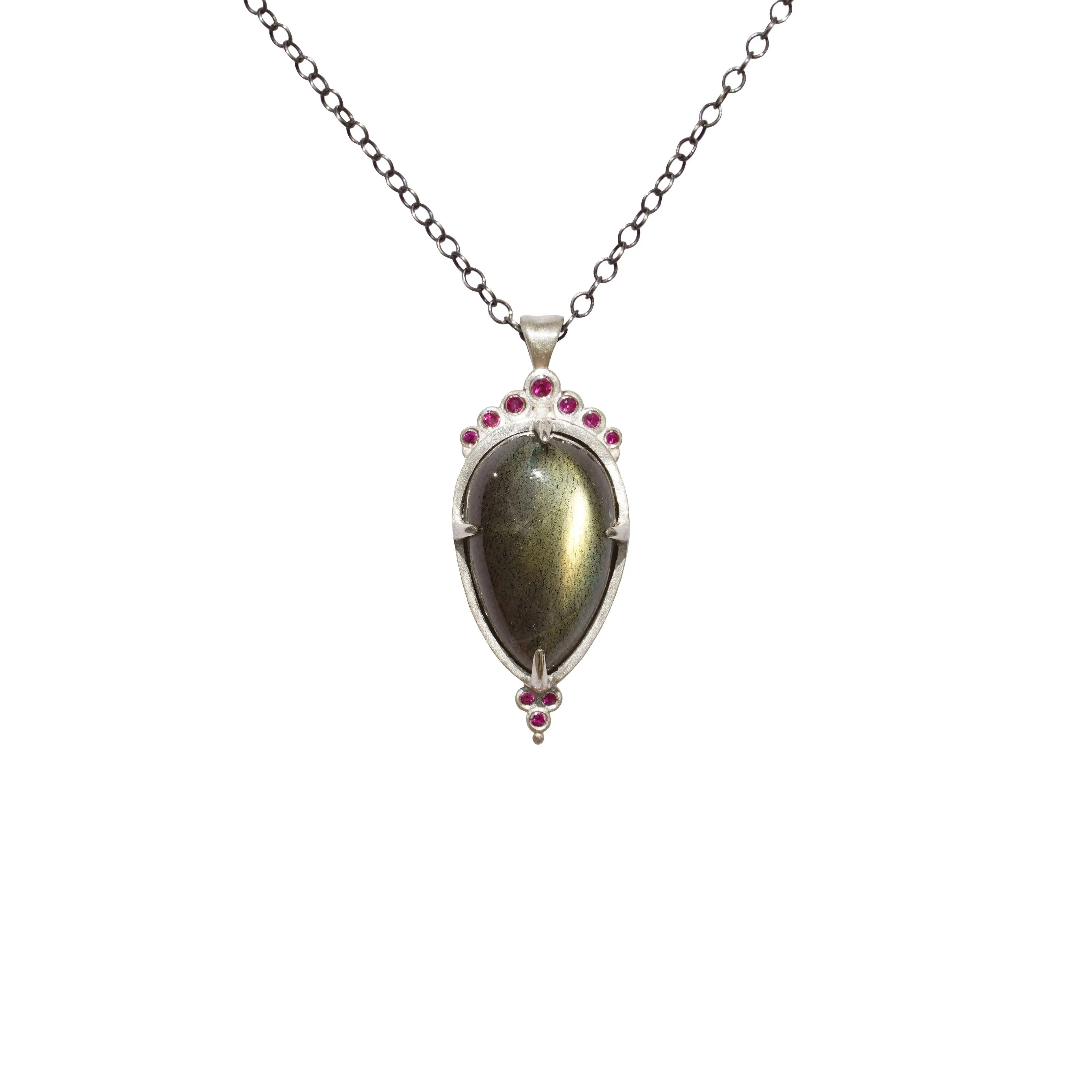 Labradorite & Pink Sapphire Pendant