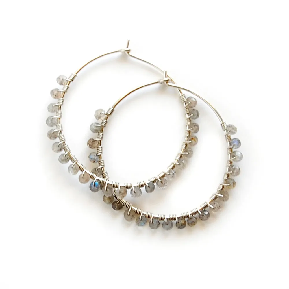 Labradorite Hoop Earrings