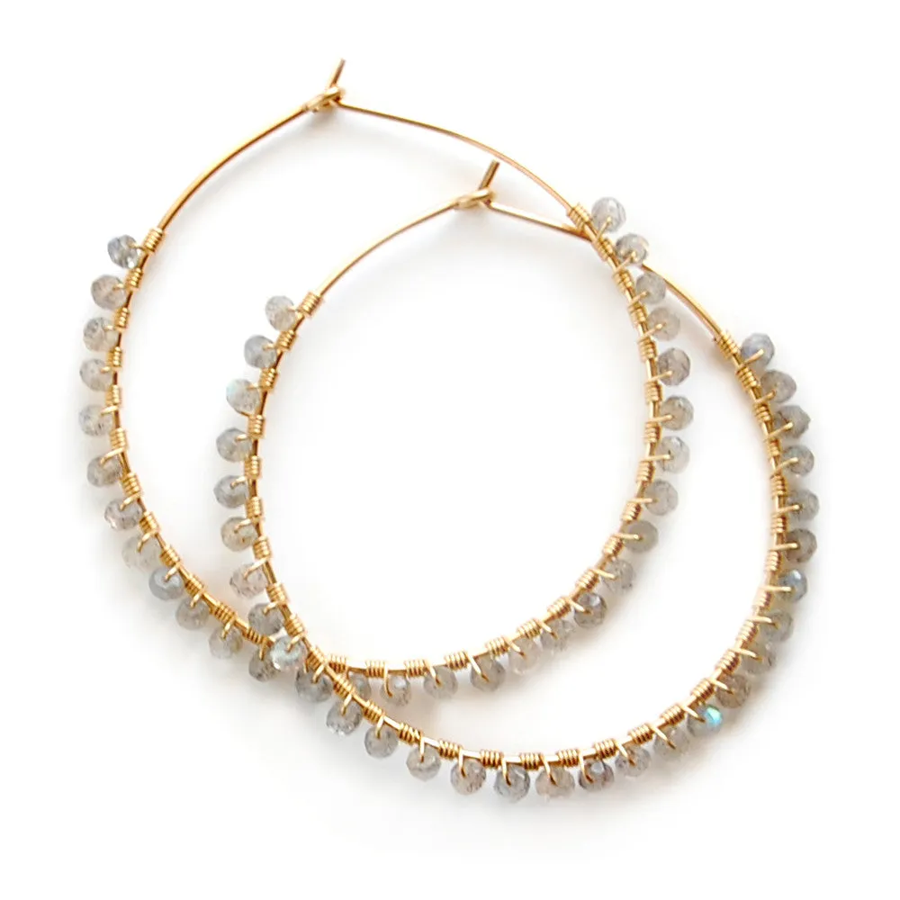 Labradorite Hoop Earrings