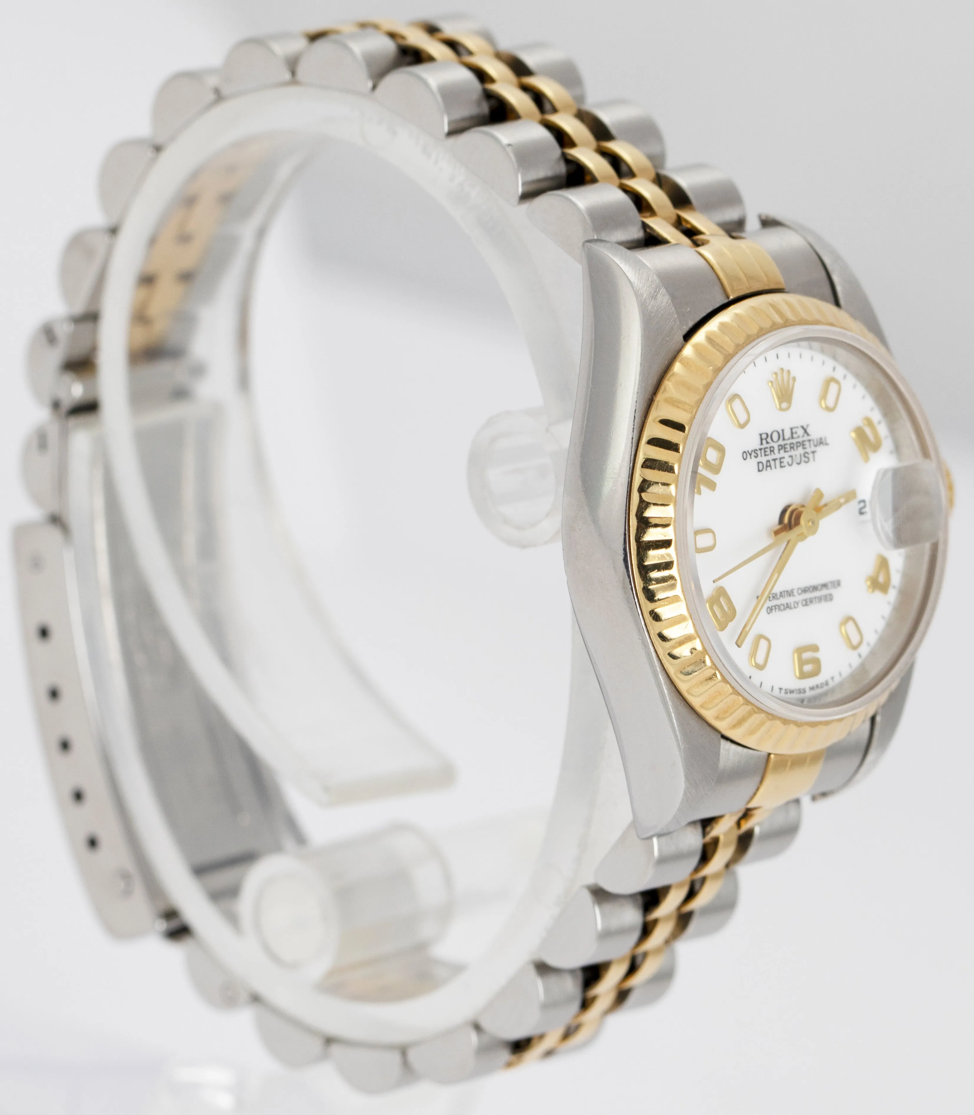 Ladies Rolex DateJust 26mm White Two-Tone Gold NO-HOLES Jubilee Watch 69173