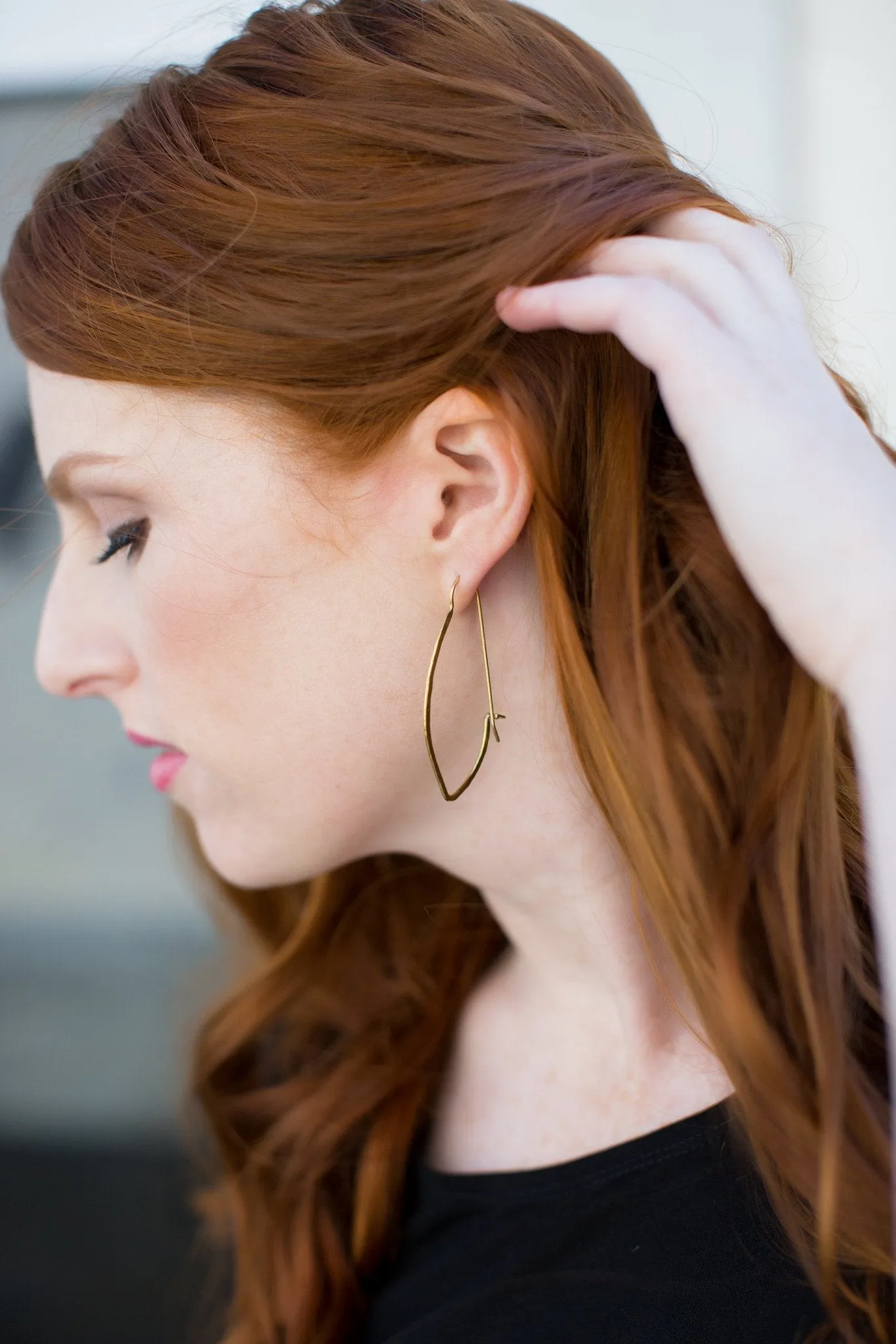 Large Arrow Hoop Brass Earrings