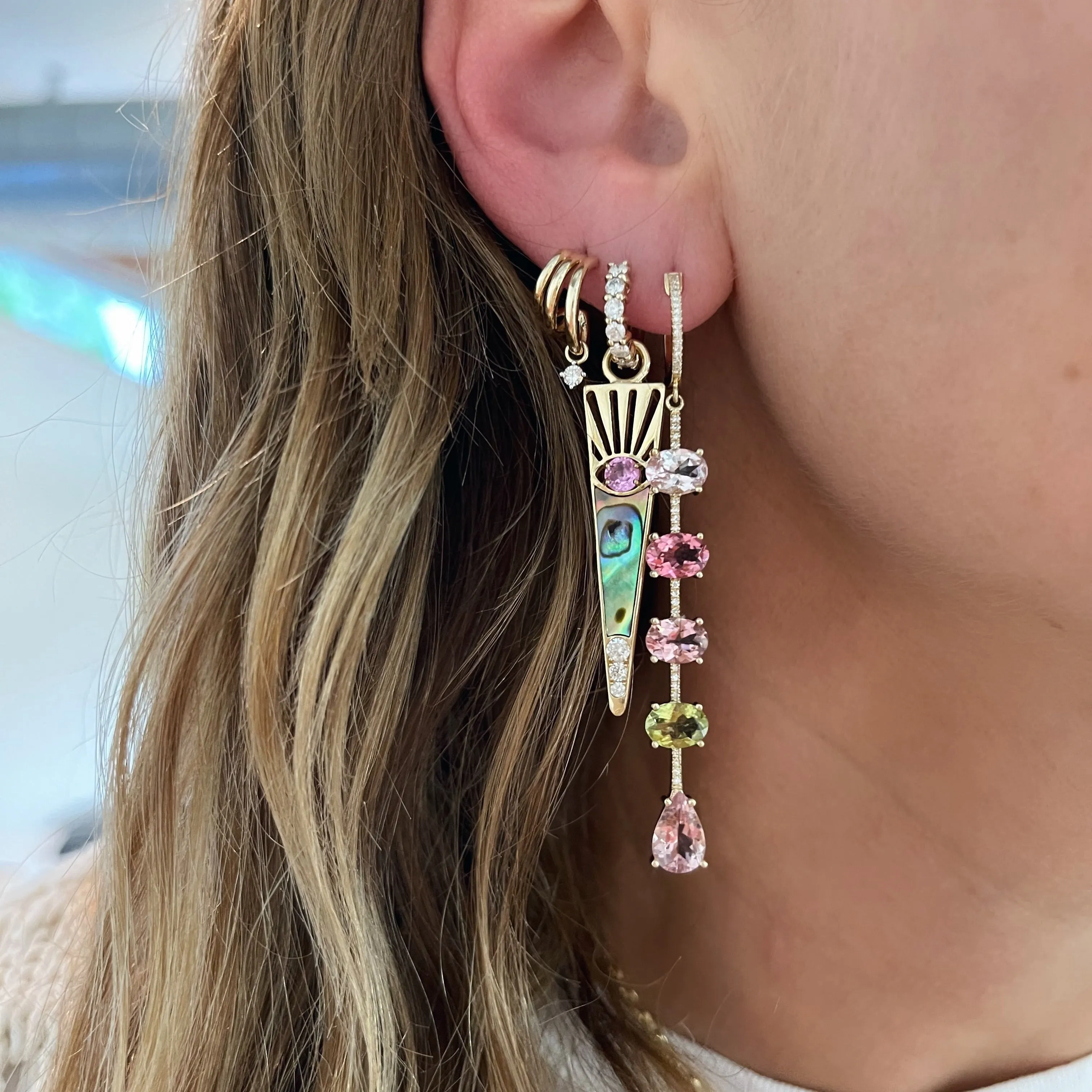 Large Horizons Drop Charm Rock Earrings