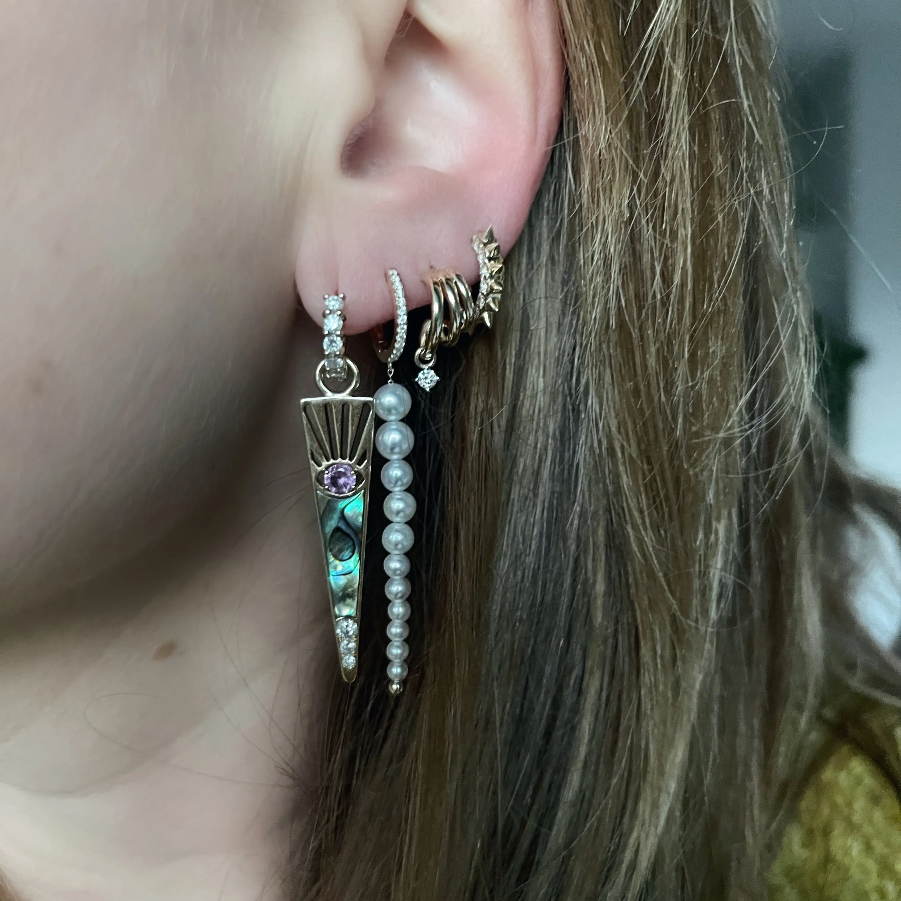 Large Horizons Drop Charm Rock Earrings