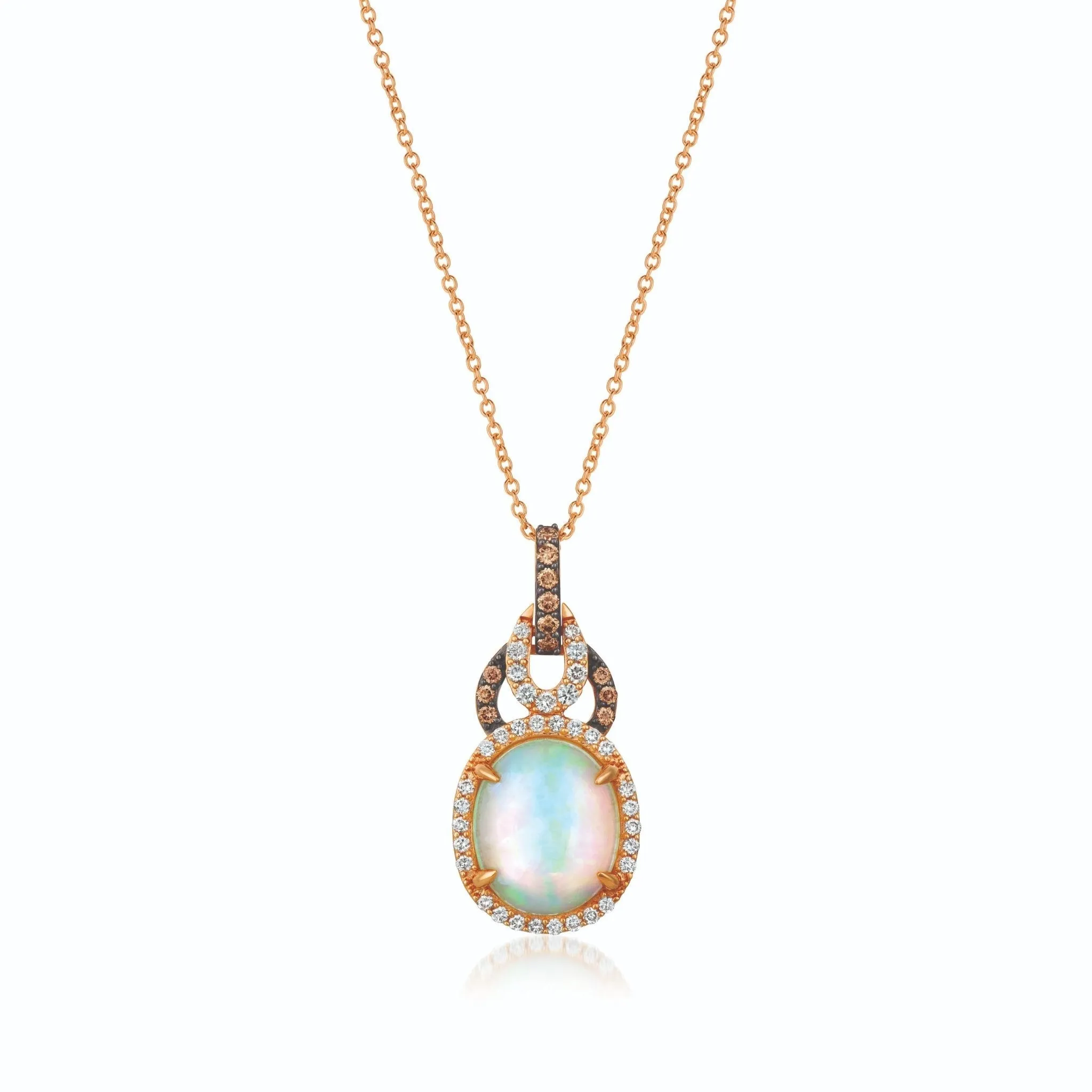 Le Vian Chocolatier Oval Cut Chocolate Diamond Halo Neapolitan Opal Pendant