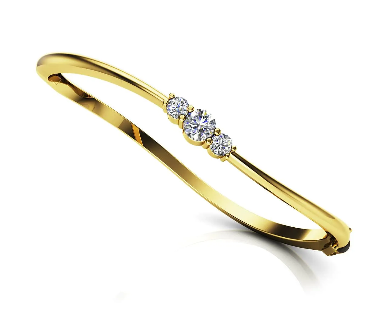 Legendary Curved Diamond Bangle with 1.00 ct.(finished) 4mm, 5mm