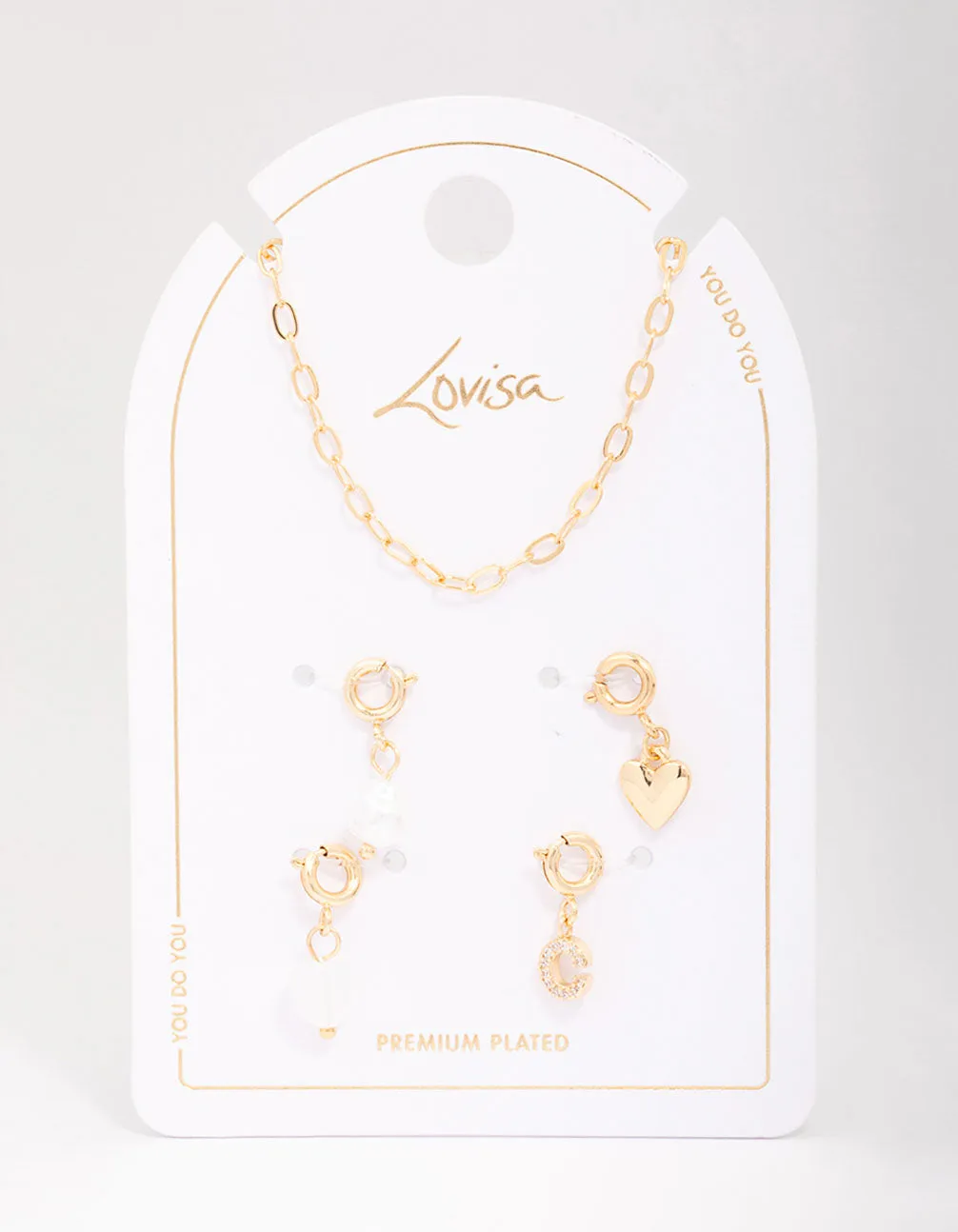 Letter 'C' Gold Plated Initial Customisable Charm Necklace