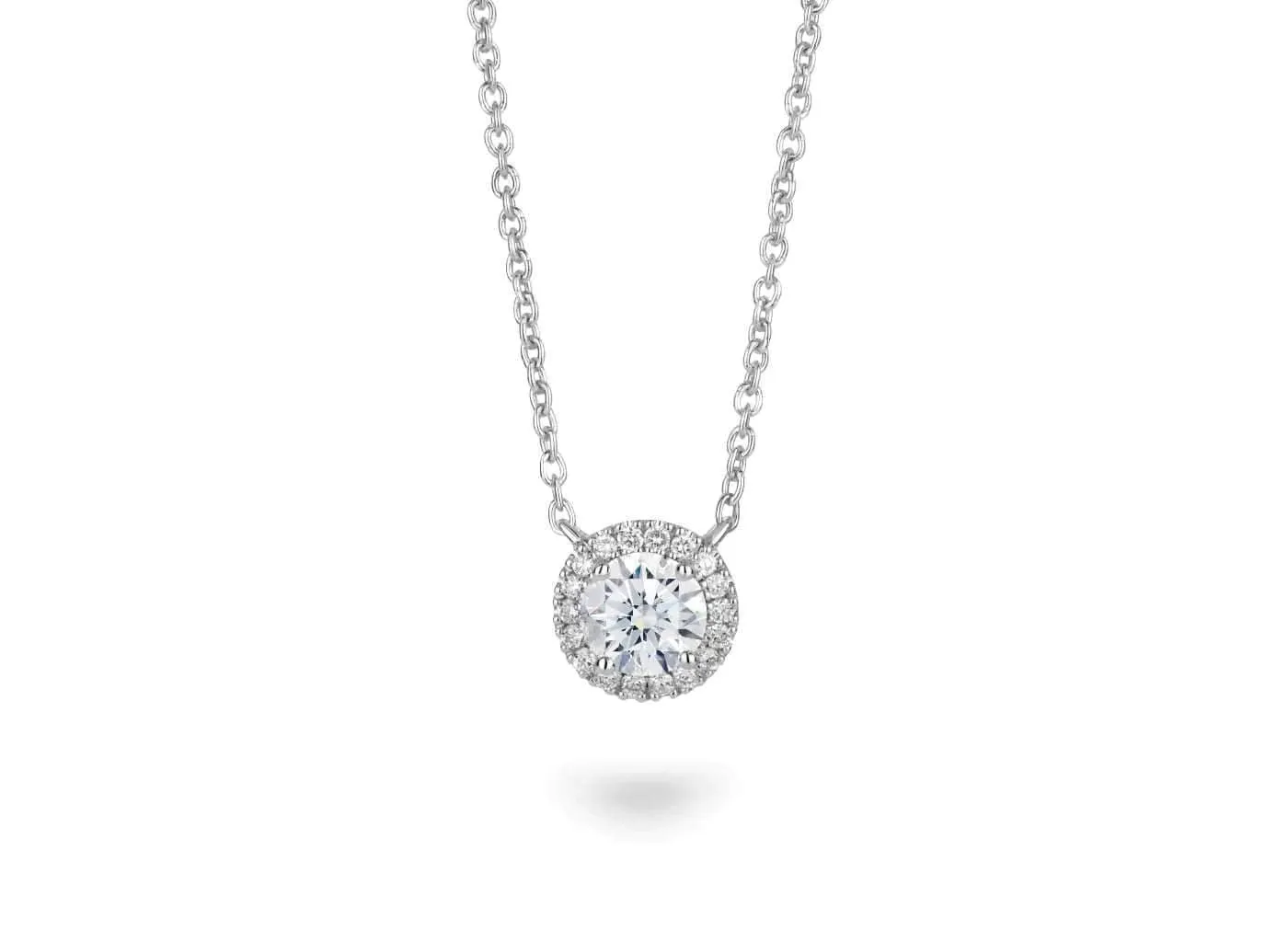 Lightbox Lab-Grown White Gold Diamond Halo Pendant - 1ctw