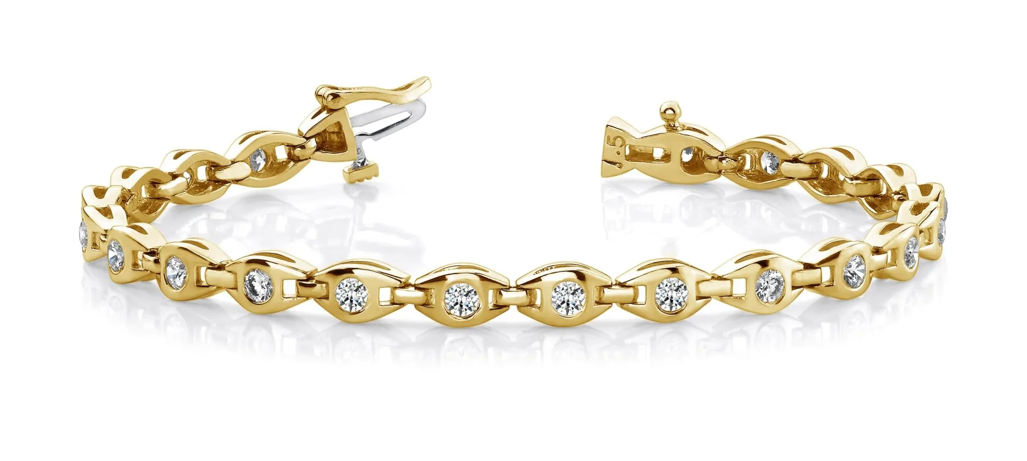 Linked Eye Diamond Bracelet with 0.99 ct.(finished) 2.1mm