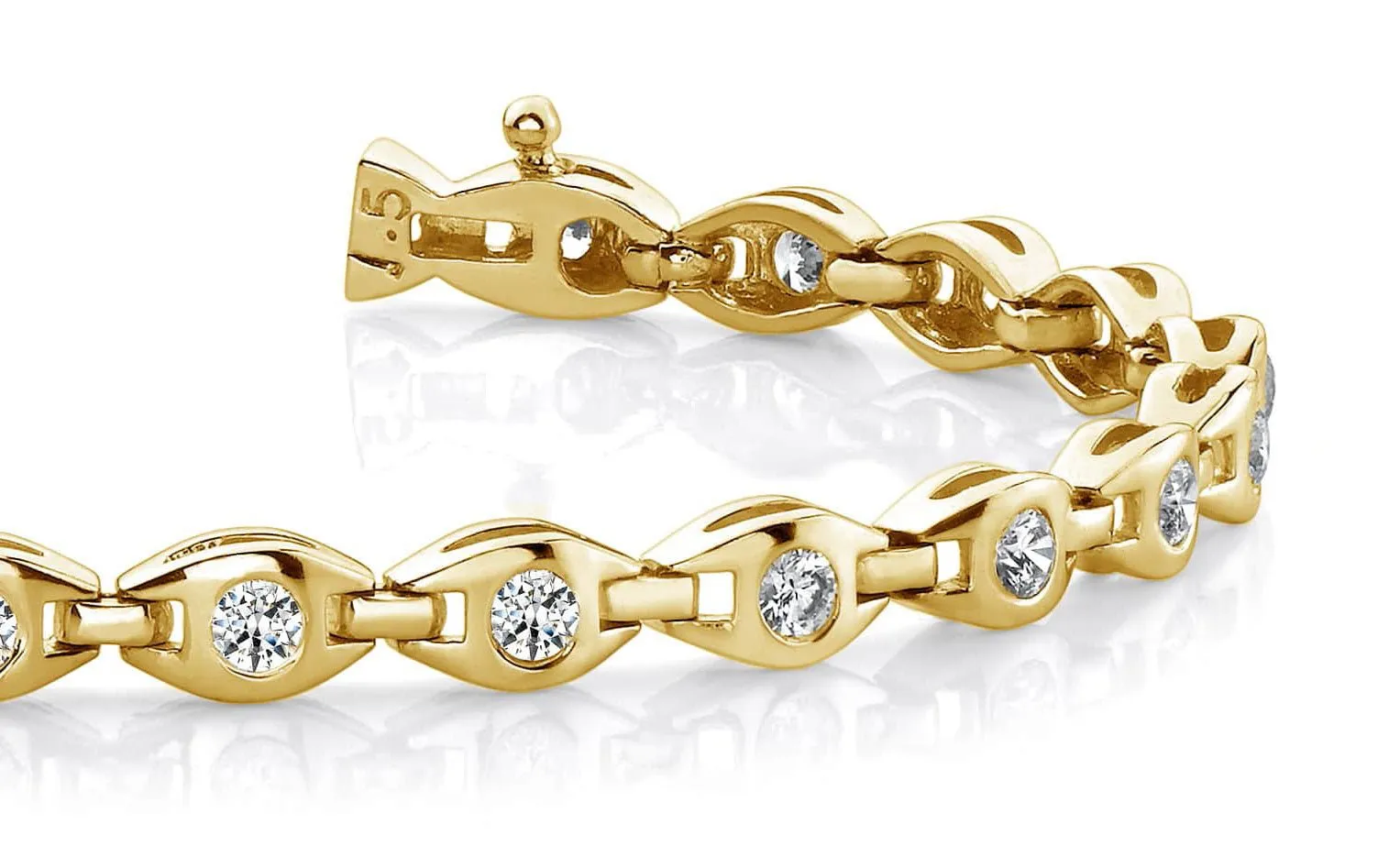 Linked Eye Diamond Bracelet with 0.99 ct.(finished) 2.1mm