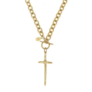 Long Cross Pendant on Toggle Chain
