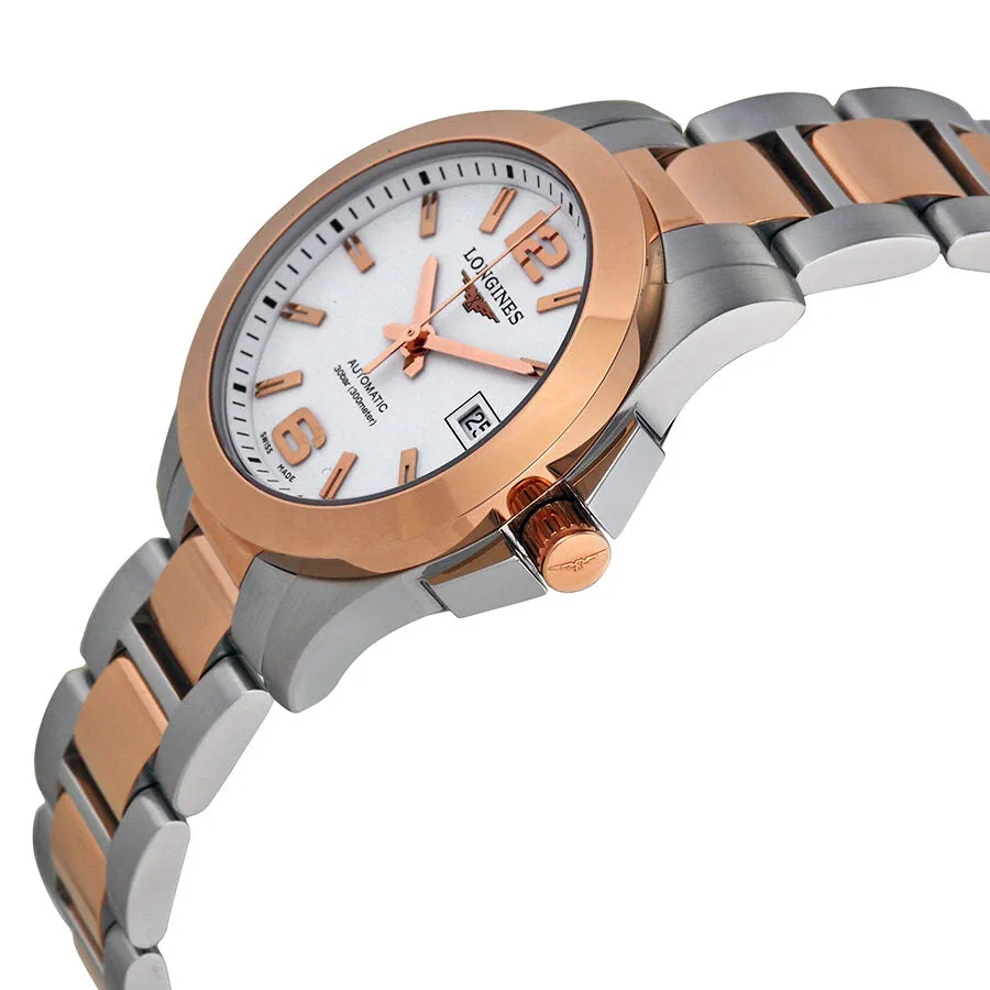 Longines Conquest White Dial Steel and Rose Gold Automatic Ladies Watch L32765167 L3.276.5.16.7
