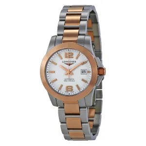 Longines Conquest White Dial Steel and Rose Gold Automatic Ladies Watch L32765167 L3.276.5.16.7