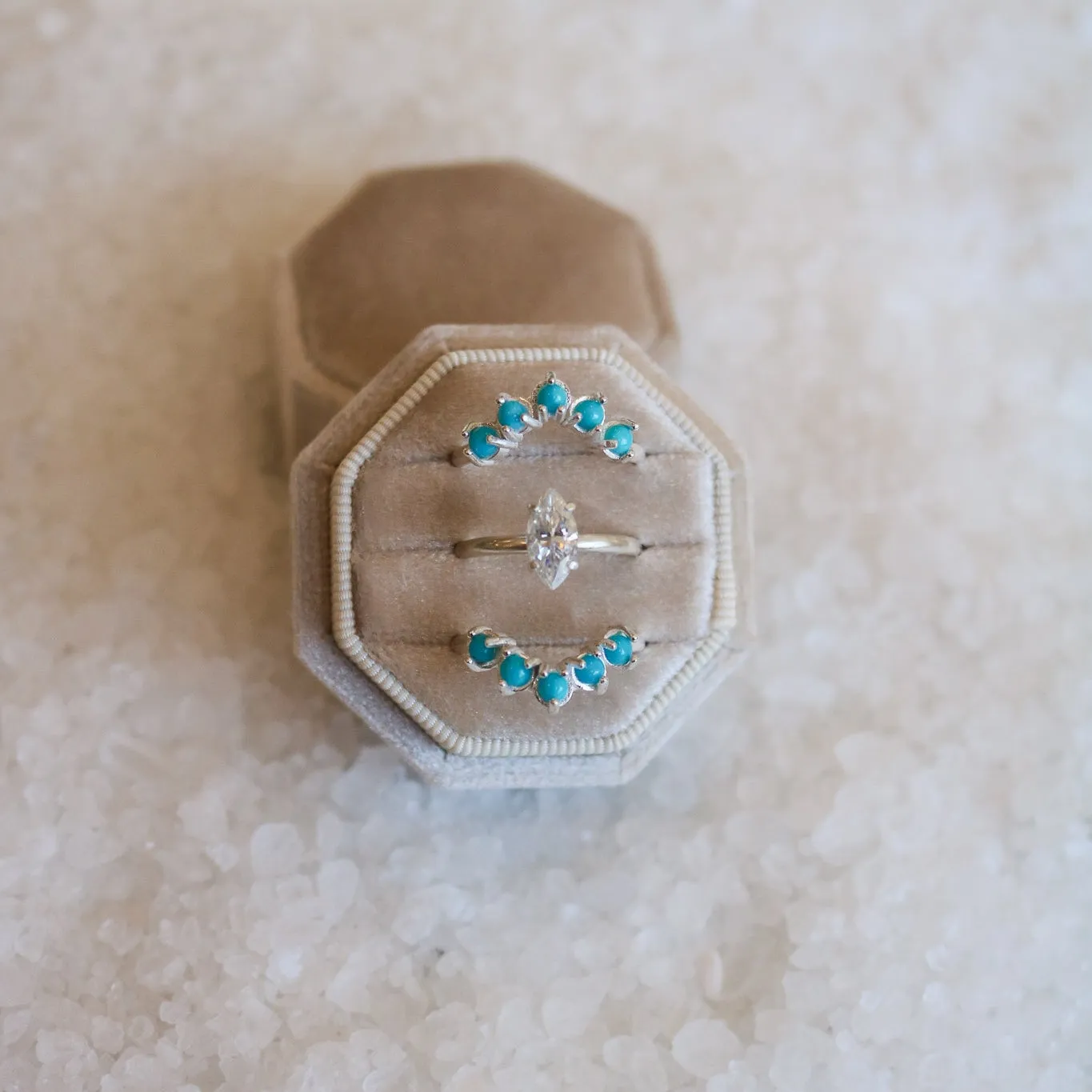 'Madeline' Moissanite Engagement   Turquoise Wedding Ring Set // Made to Order