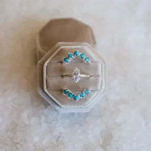 'Madeline' Moissanite Engagement   Turquoise Wedding Ring Set // Made to Order