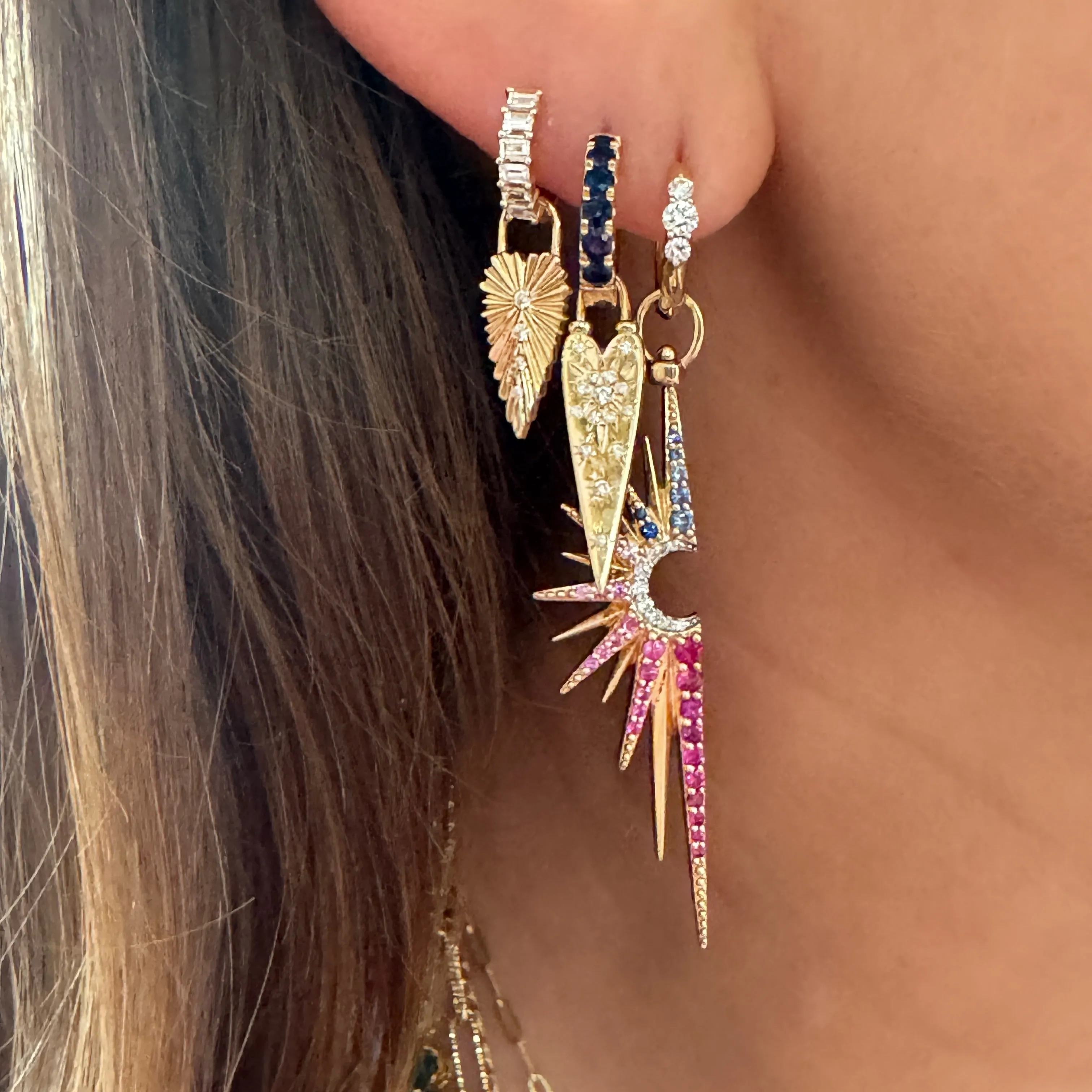 Make a Wish Elongated Starburst Top Switch Earring Charm