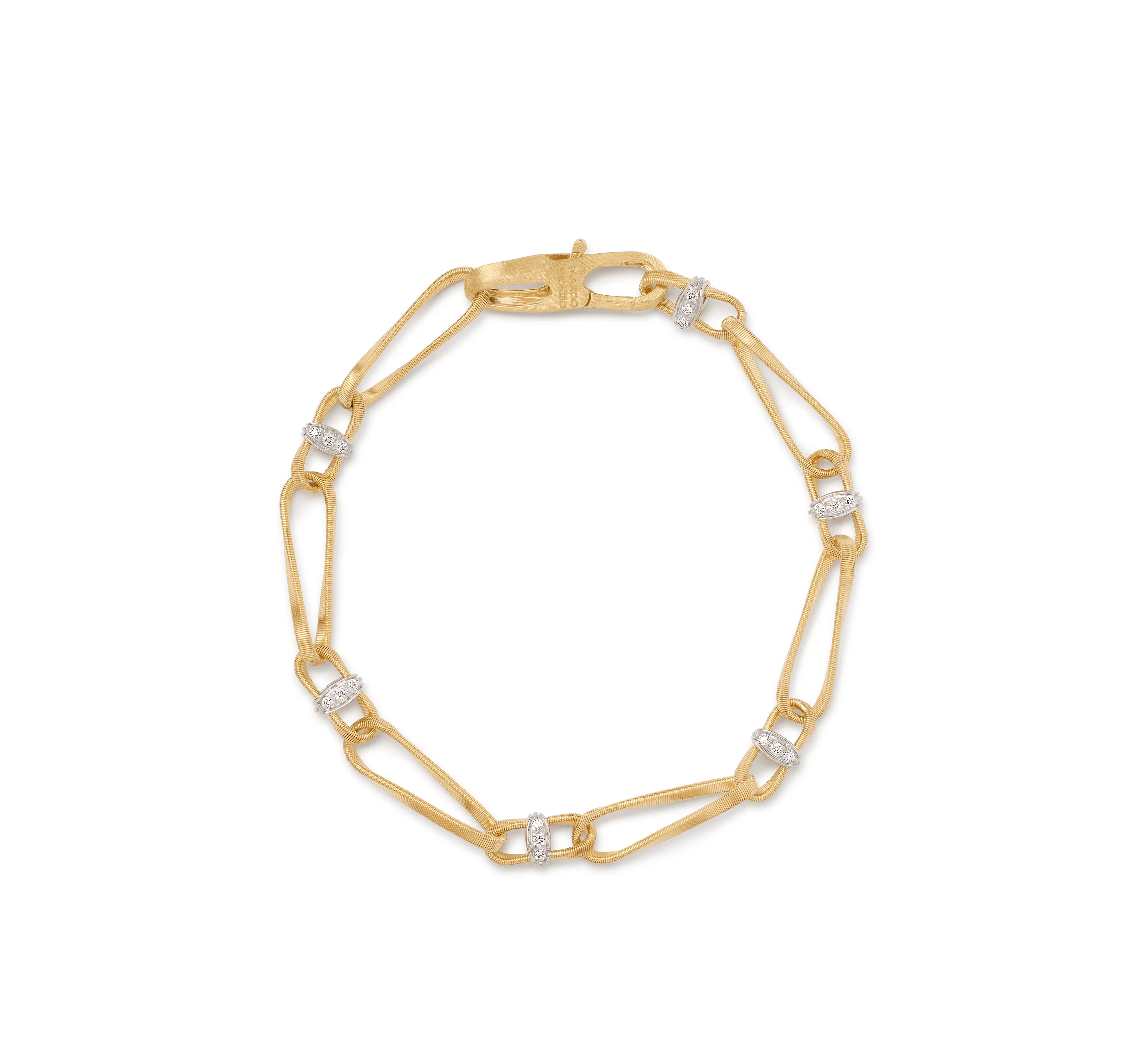 Marco Bicego Marrakech Mixed Metals Twisted Bracelet with Diamonds