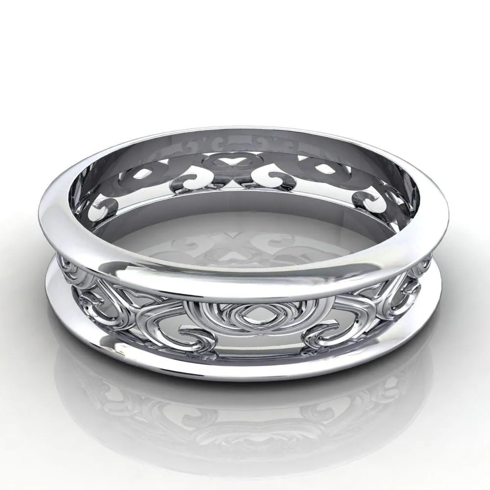 Marie Etched Design Filigree Eternity Wedding Band