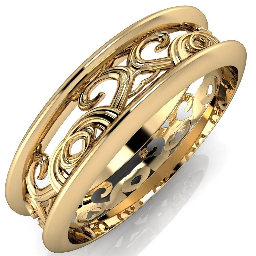 Marie Etched Design Filigree Eternity Wedding Band