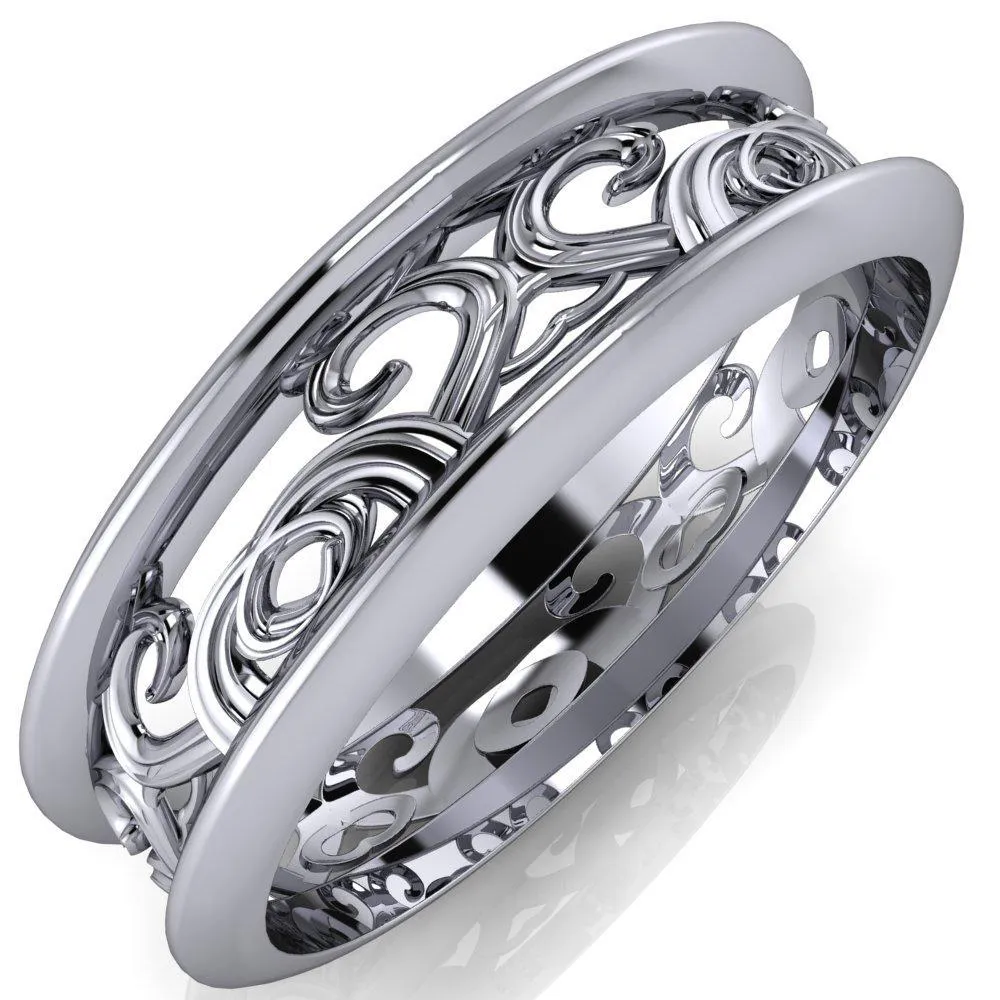 Marie Etched Design Filigree Eternity Wedding Band
