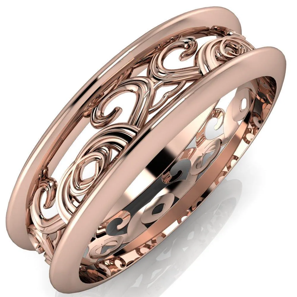 Marie Etched Design Filigree Eternity Wedding Band