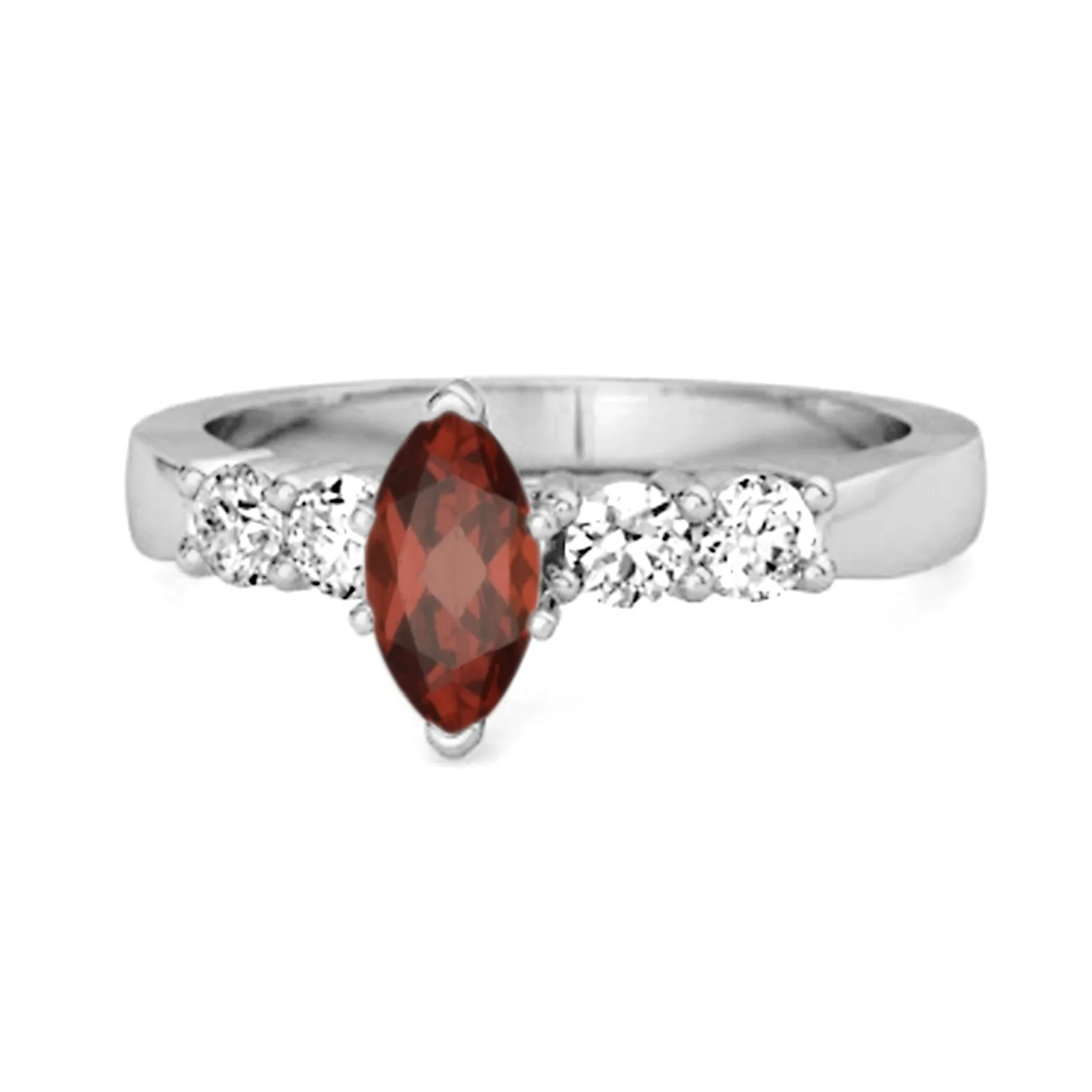 Marquise Cut 0.10 Ctw Garnet Princess Ariana Wishbone Ring