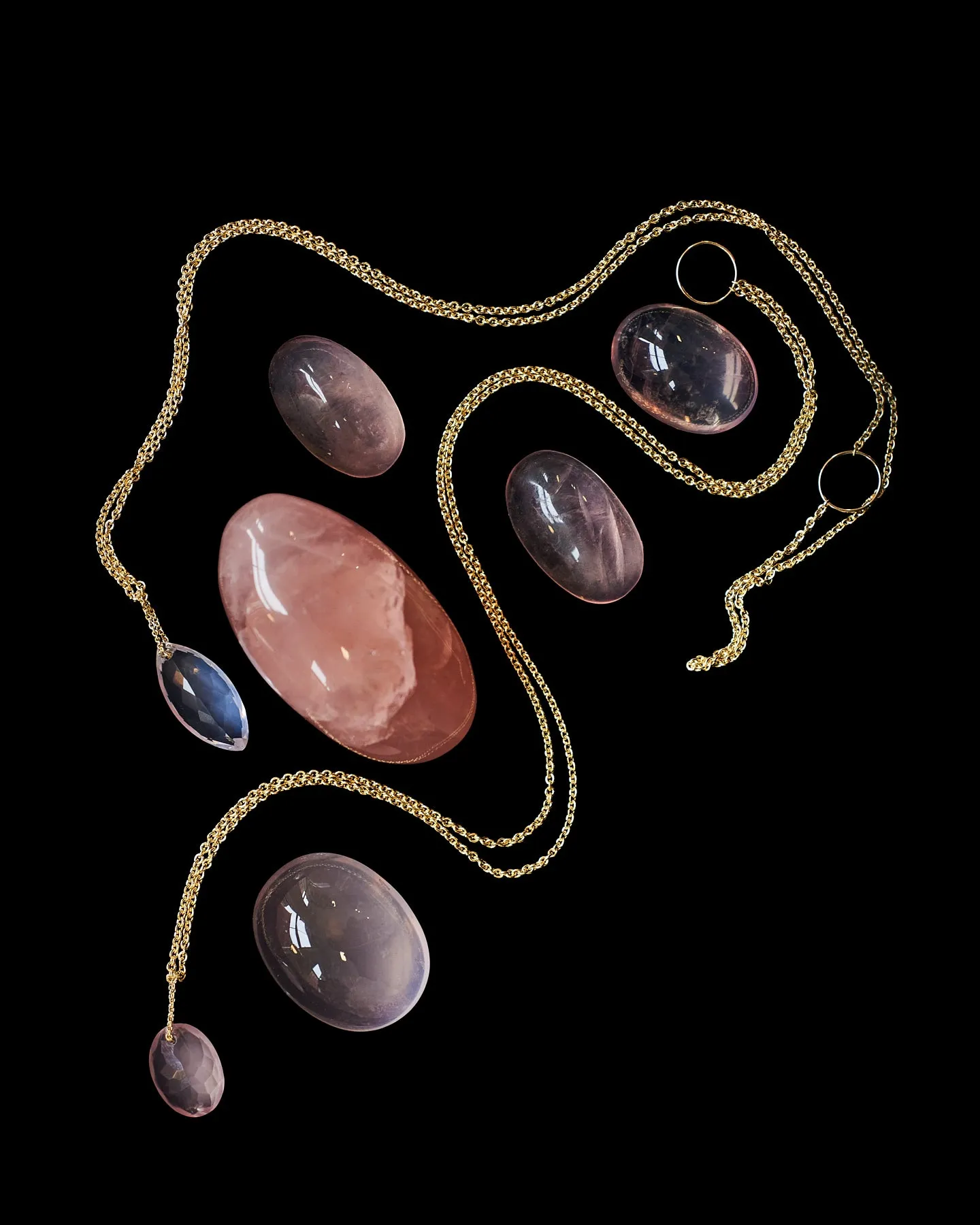 Marquise Rose Quartz Love Energy Long Chain Necklace