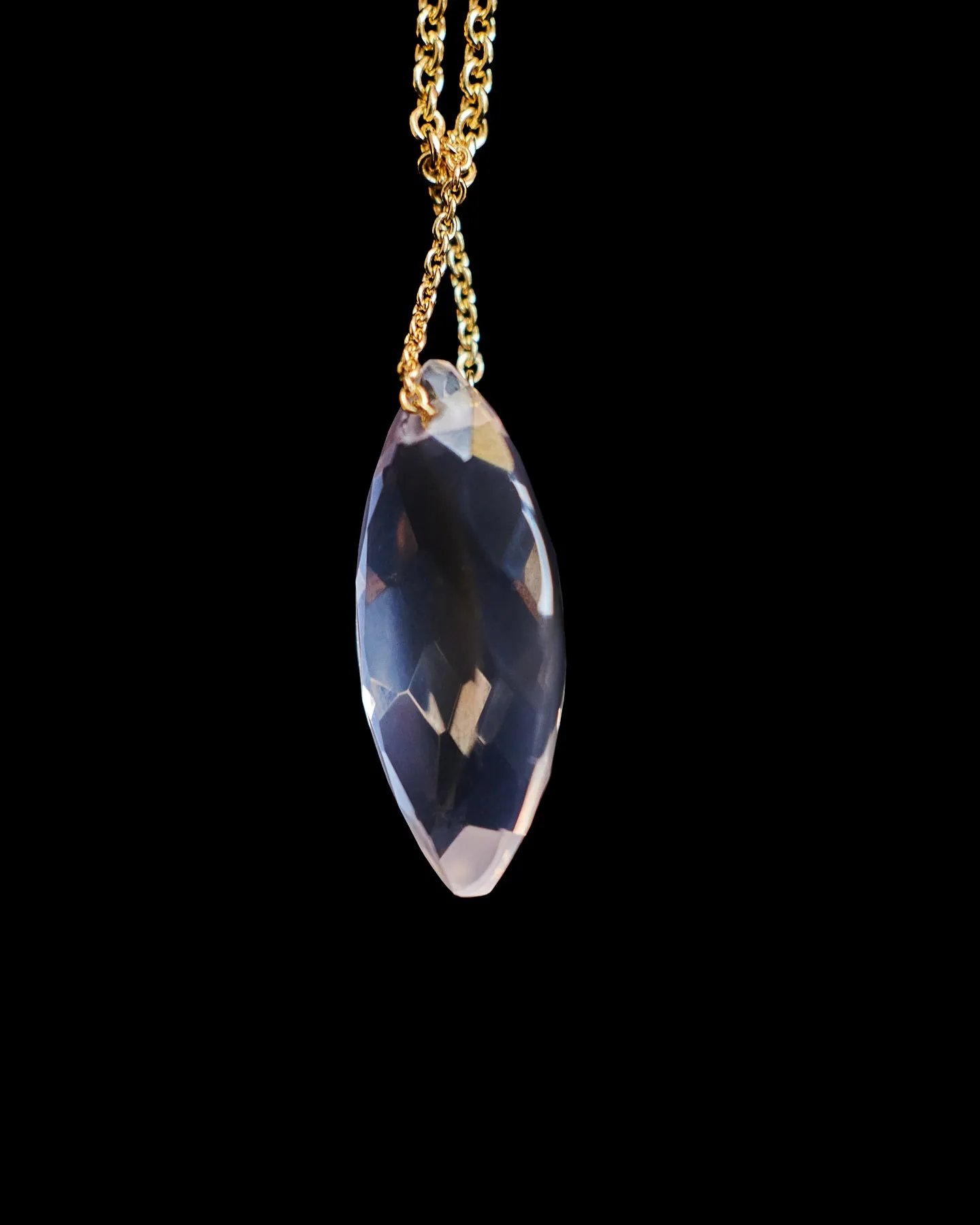 Marquise Rose Quartz Love Energy Long Chain Necklace