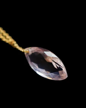 Marquise Rose Quartz Love Energy Long Chain Necklace