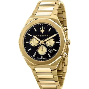 Maserati Stile Gold Stainless Steel Black Dial Quartz Watch for Gents - R8873642001