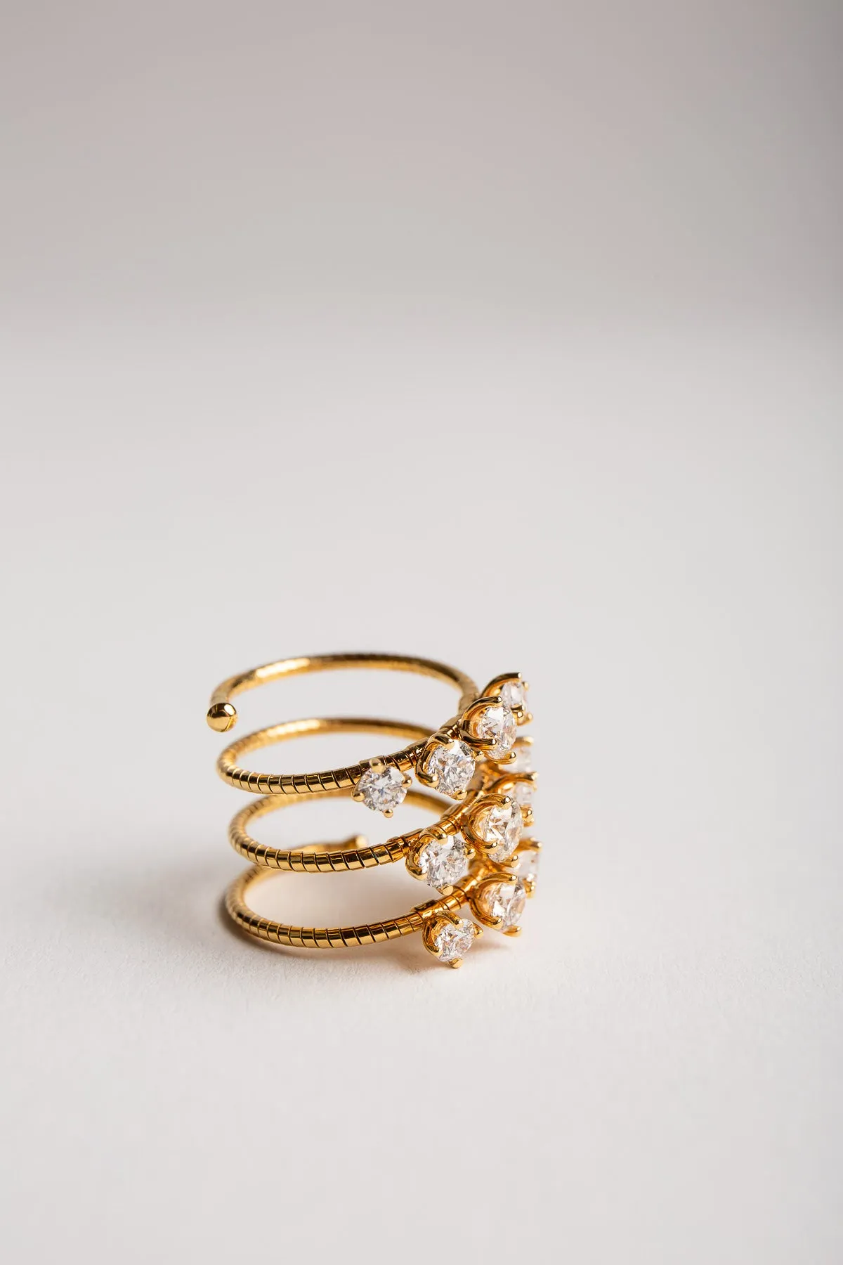 MATTIA CIELO | YELLOW GOLD DIAMOND SPIRAL RING