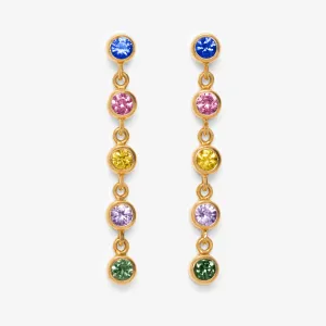 Meadow Rivière Multi Colored Sapphire Earrings in 20K Peach Gold