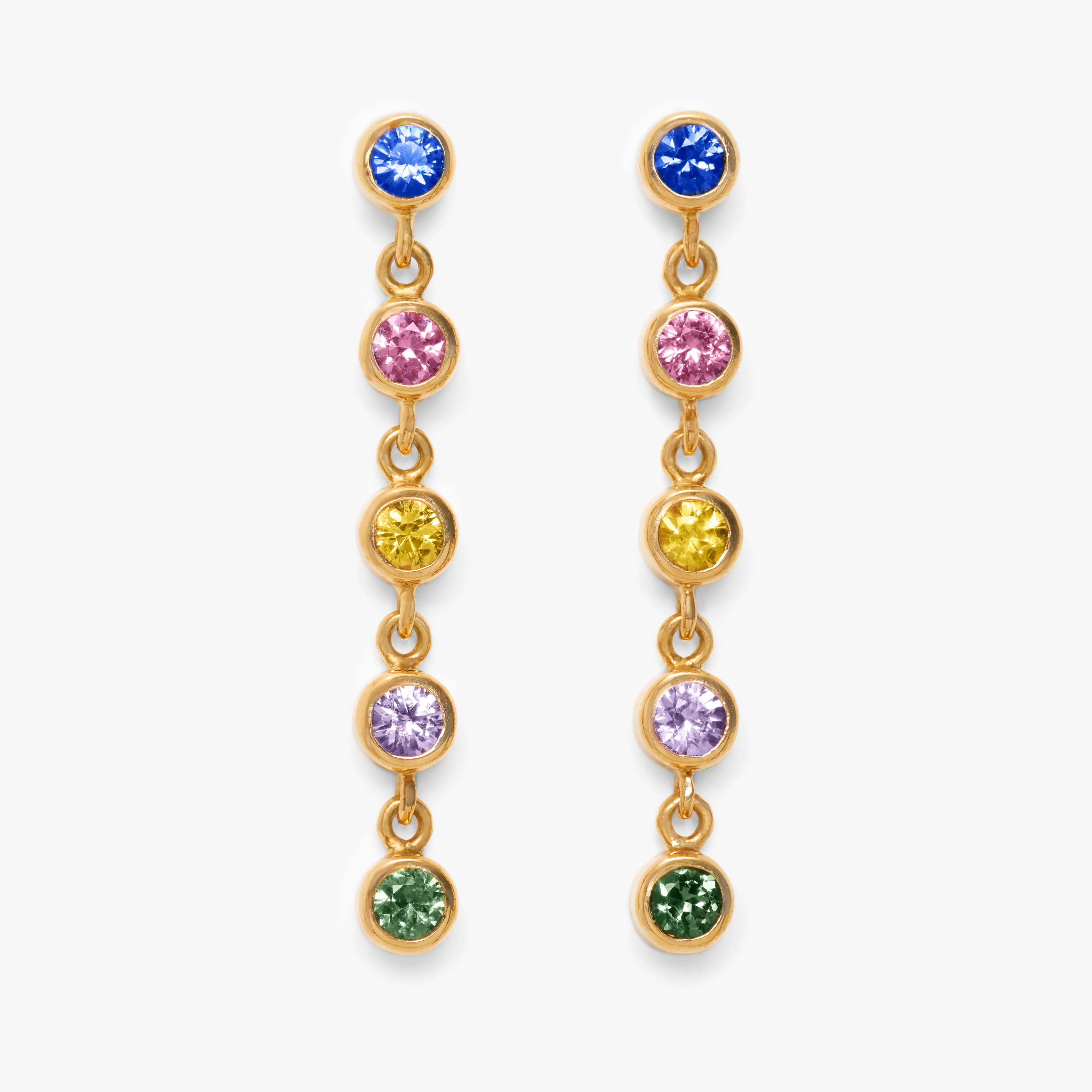 Meadow Rivière Multi Colored Sapphire Earrings in 20K Peach Gold