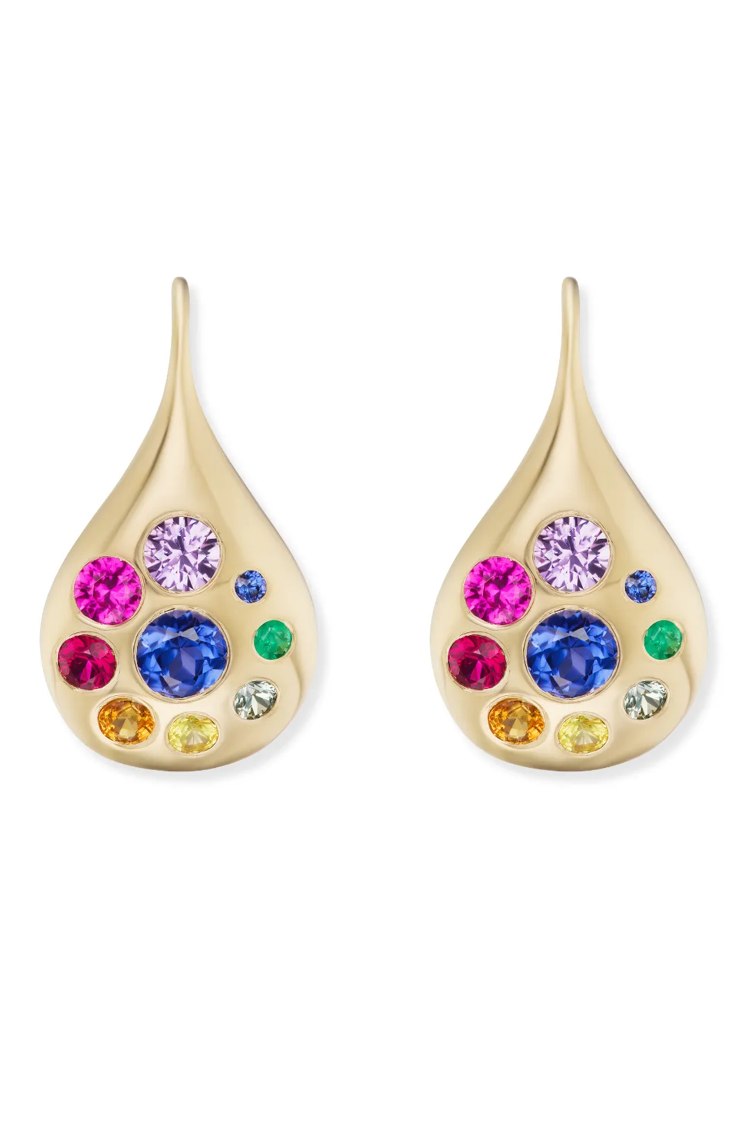 Medium Petal Drop Earrings | Rainbow Sapphires & Emeralds