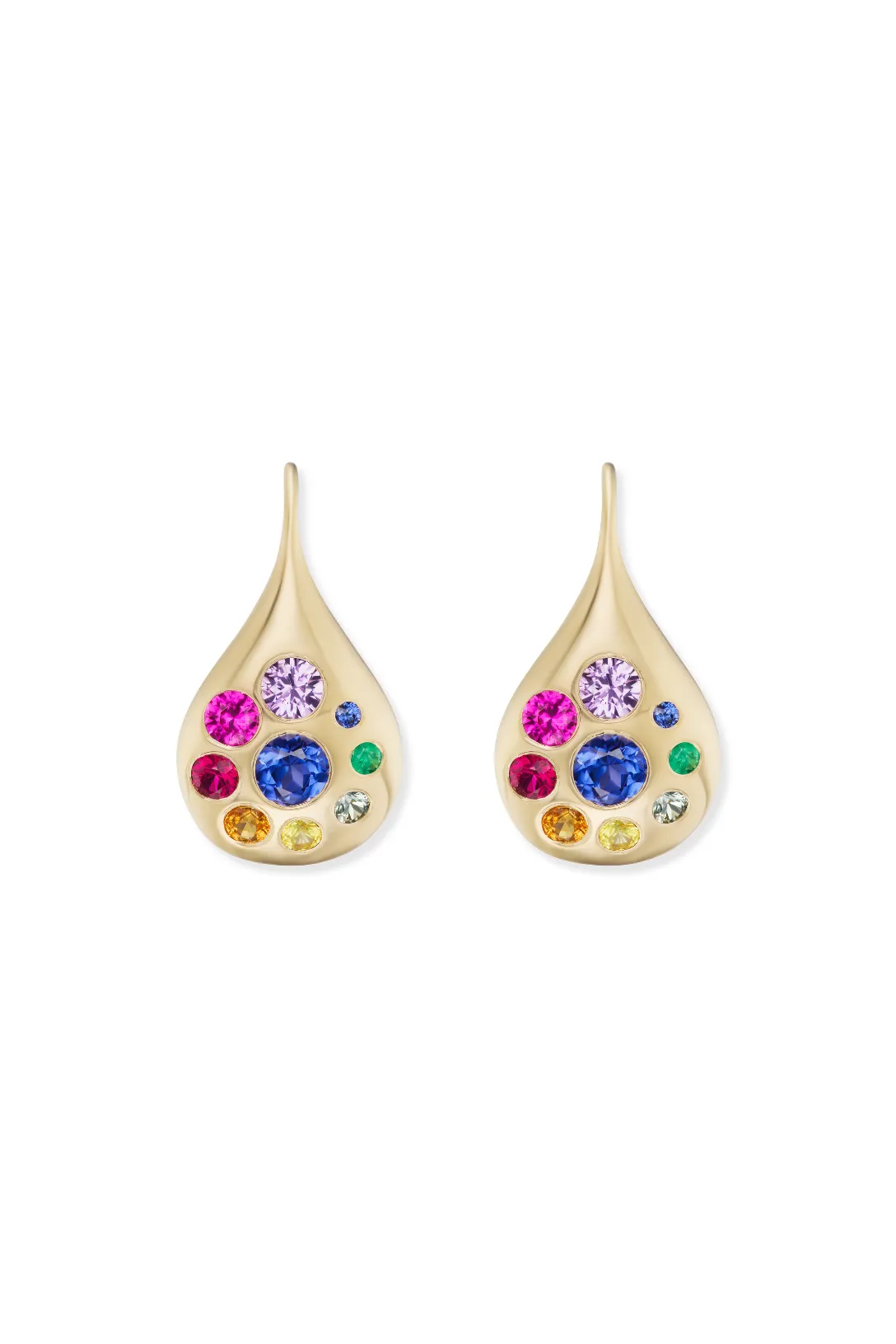Medium Petal Drop Earrings | Rainbow Sapphires & Emeralds