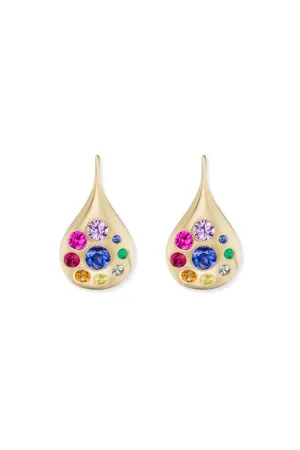 Medium Petal Drop Earrings | Rainbow Sapphires & Emeralds