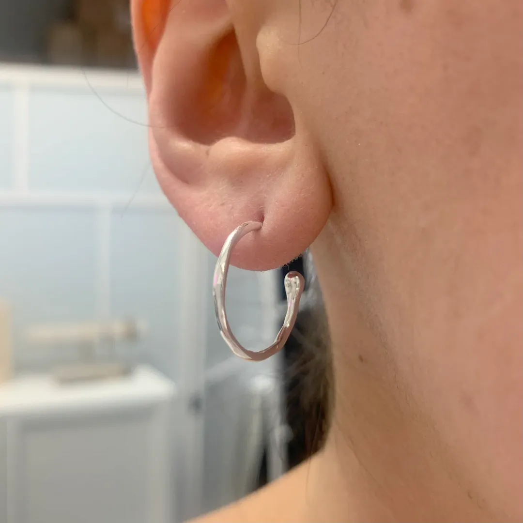 Medium Silver Melt Hoops