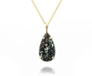 Medium Teardrop Leopard Opal Gold Necklace