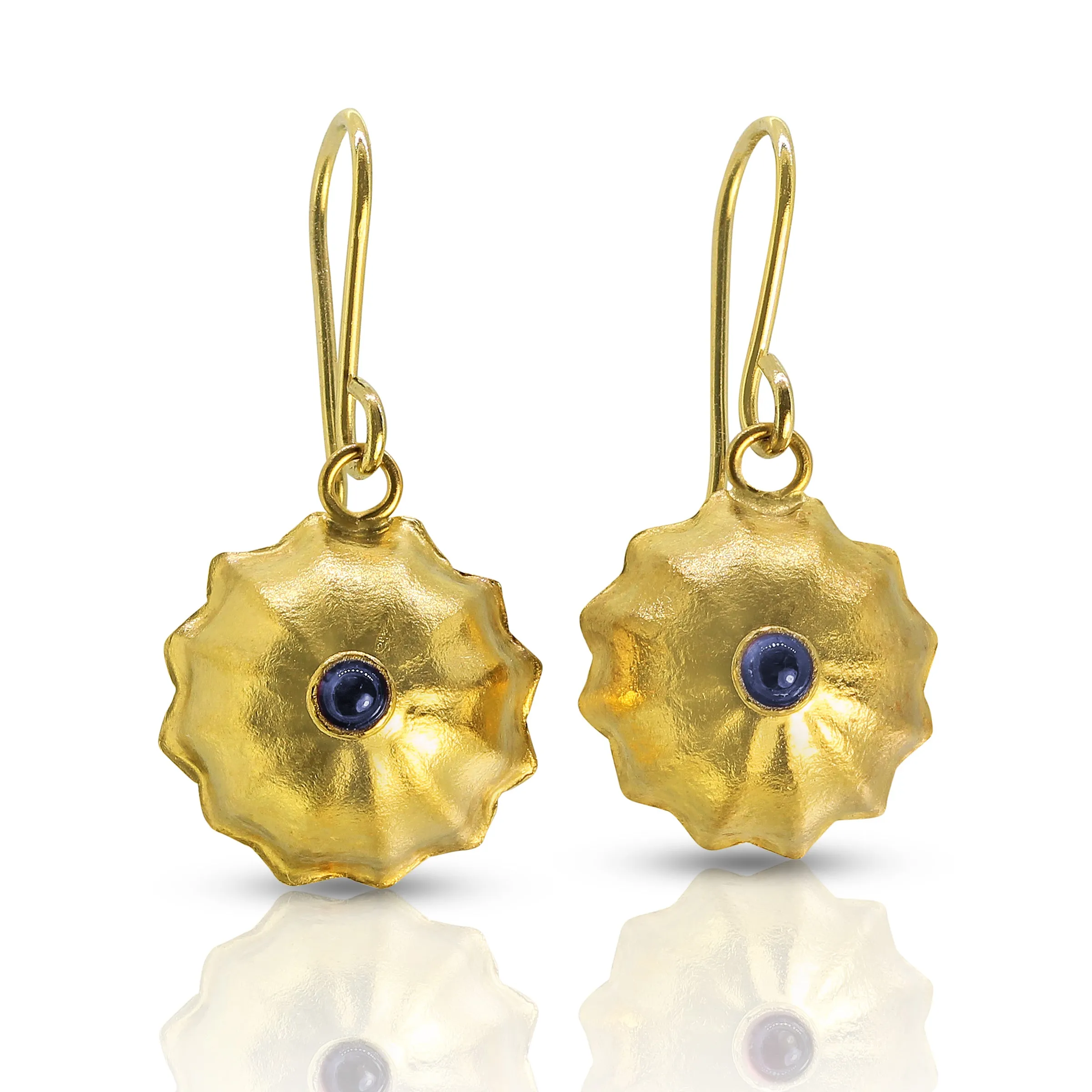 Melon Ball 22K and Gemstone Earrings