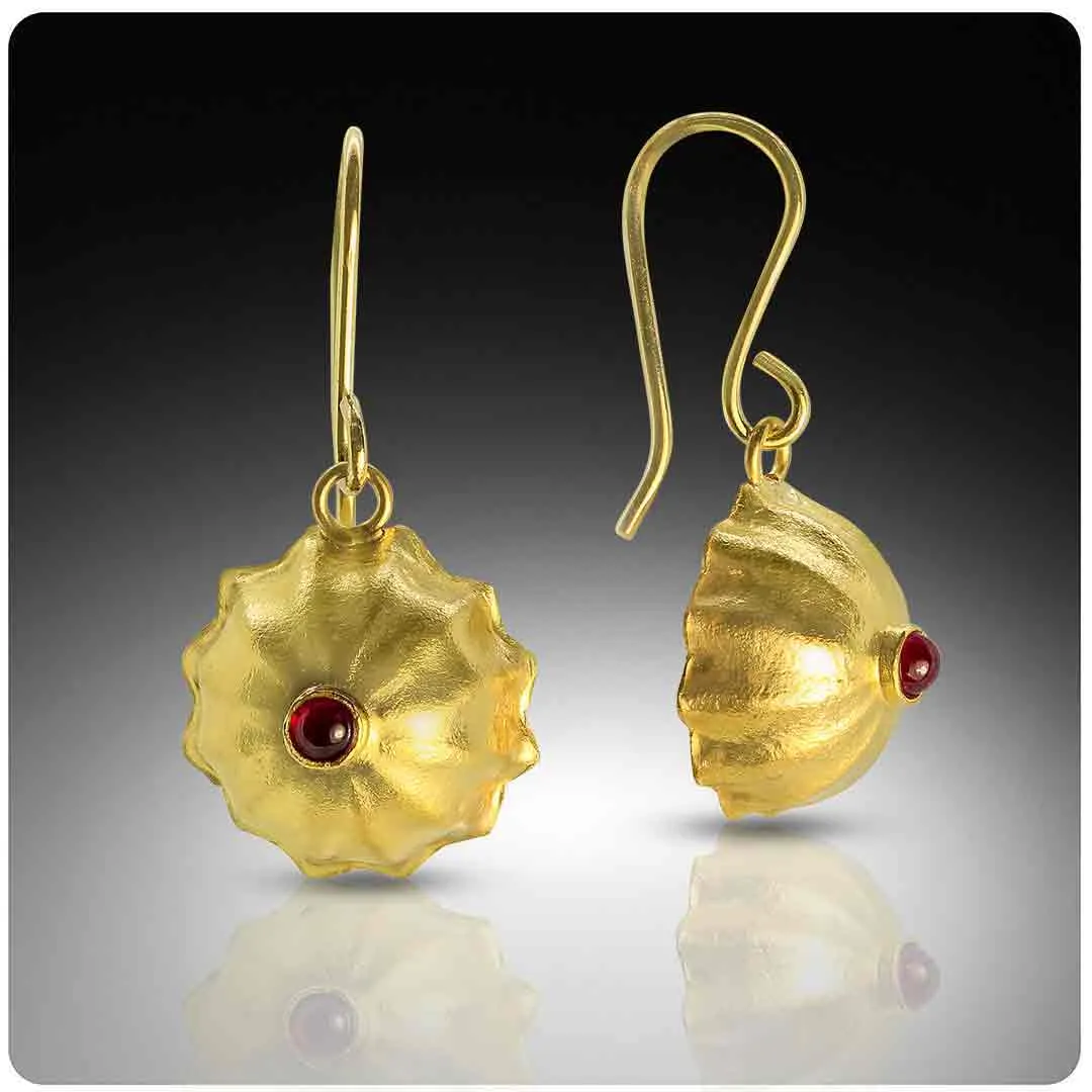 Melon Ball 22K and Gemstone Earrings