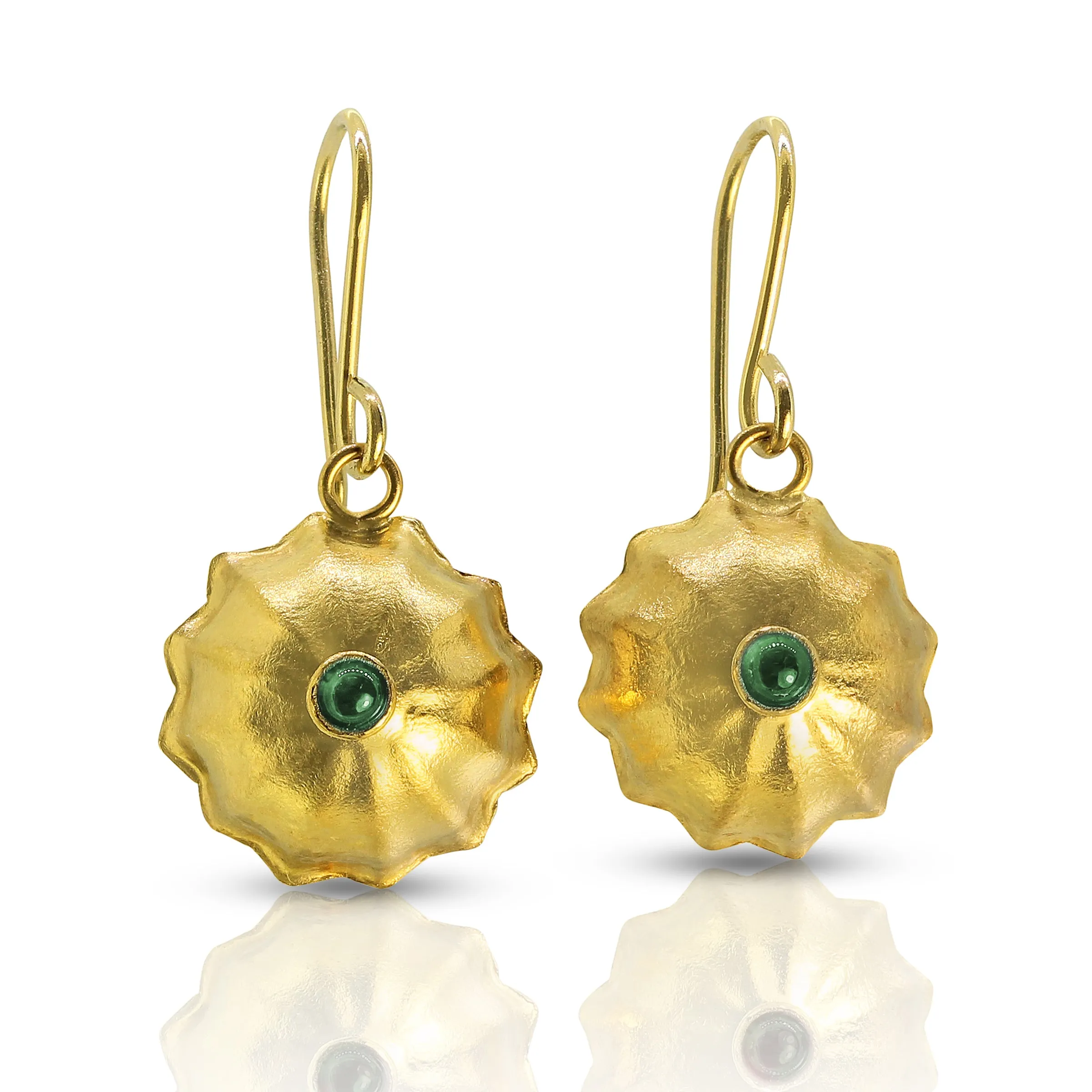 Melon Ball 22K and Gemstone Earrings