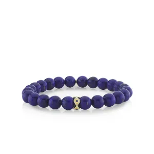 Men's Collection Gold & Diamond Bezel Eye Rondelle on Lapis