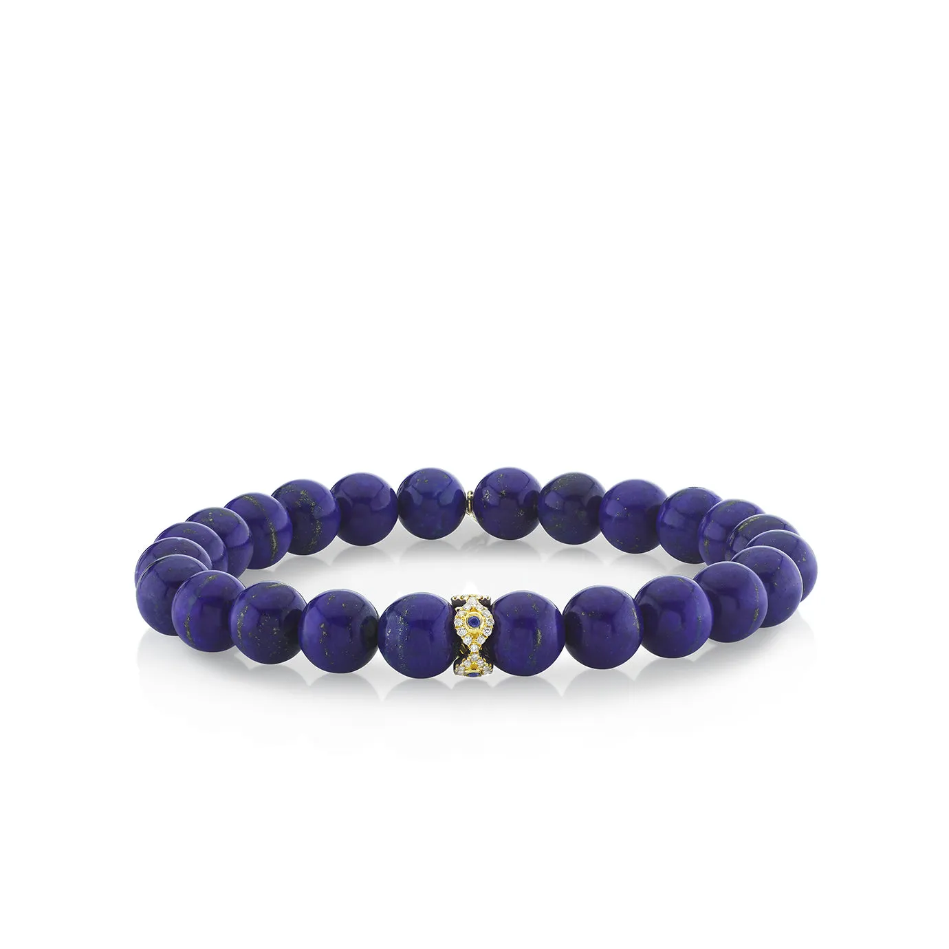 Men's Collection Gold & Diamond Bezel Eye Rondelle on Lapis