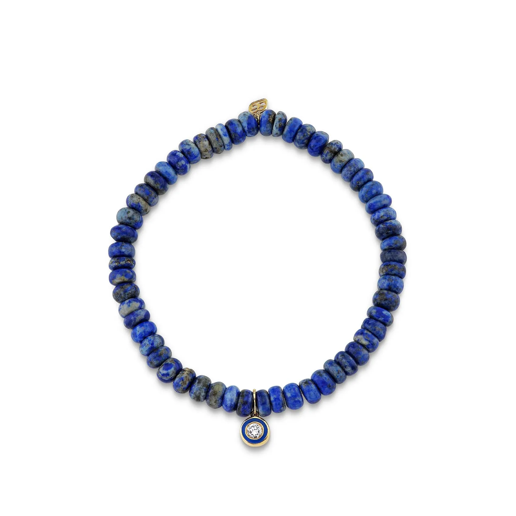 Men's Collection Gold & Diamond Single Stone Enamel on Lapis
